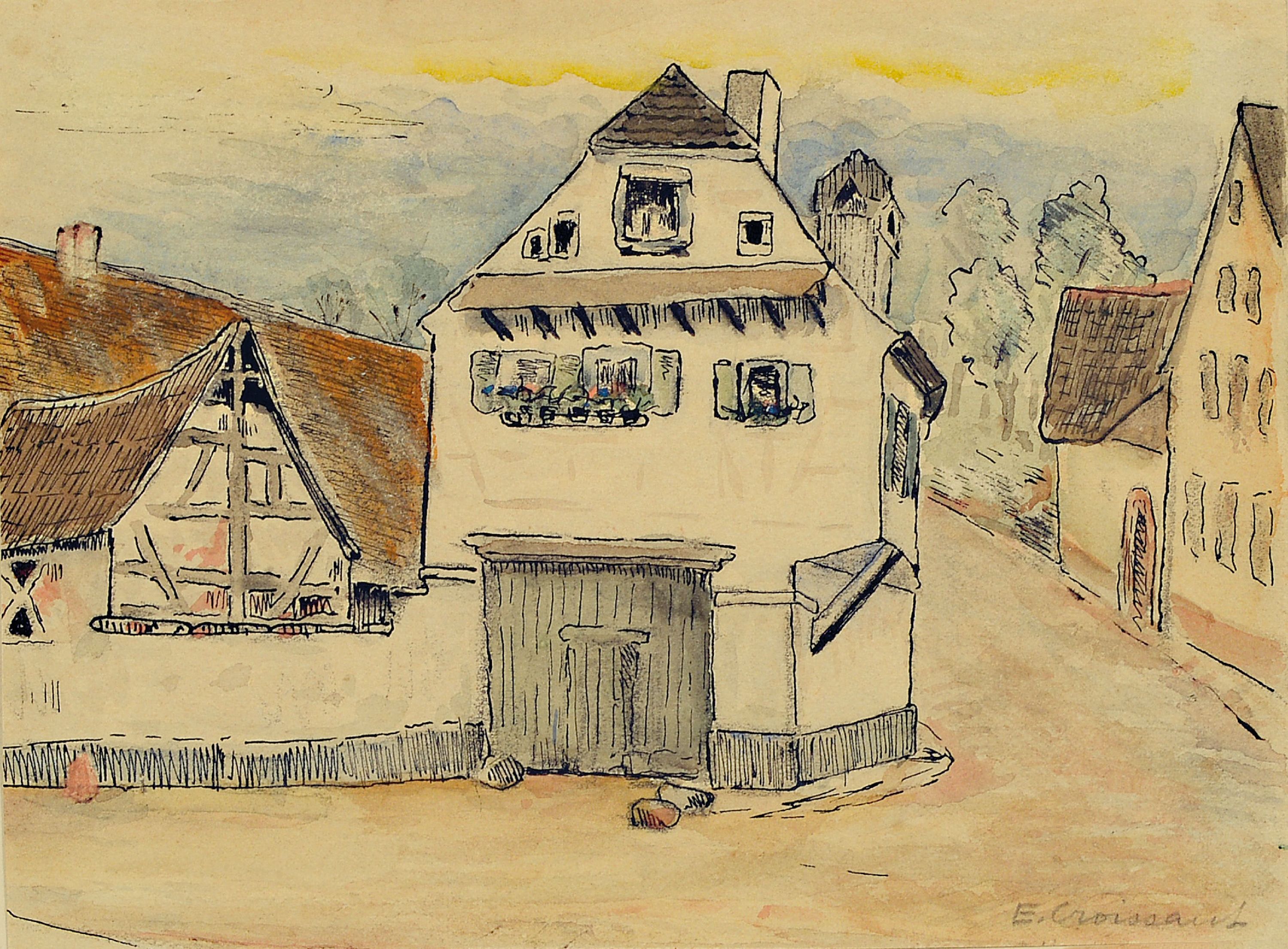 Image 27108272 - Eugen Croissant, 1898 Landau-1976 Breitbrunn am Chiemsee, zwei Aquarelle, pfälzer ...