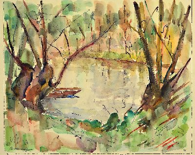 27108264a - Philippe Steinmetz, 1900-1987 Landau, zwei Aquarelle, Altrheinlandschaften im ...