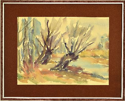 27108264k - Philippe Steinmetz, 1900-1987 Landau, zwei Aquarelle, Altrheinlandschaften im ...