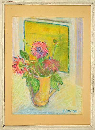 27108270k - Hermann Sauter, 1891 Germersheim-1981 Landau , kleiner Strauß im Krug am Fenster, ...