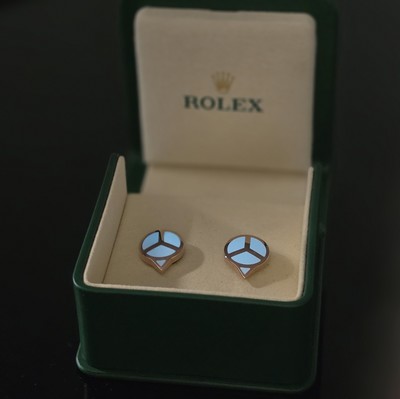 27108279e - ROLEX Manschettenknöpfe in 18 Karat Everose- Gold Referenz A1025, Leuchtmasse, in ...