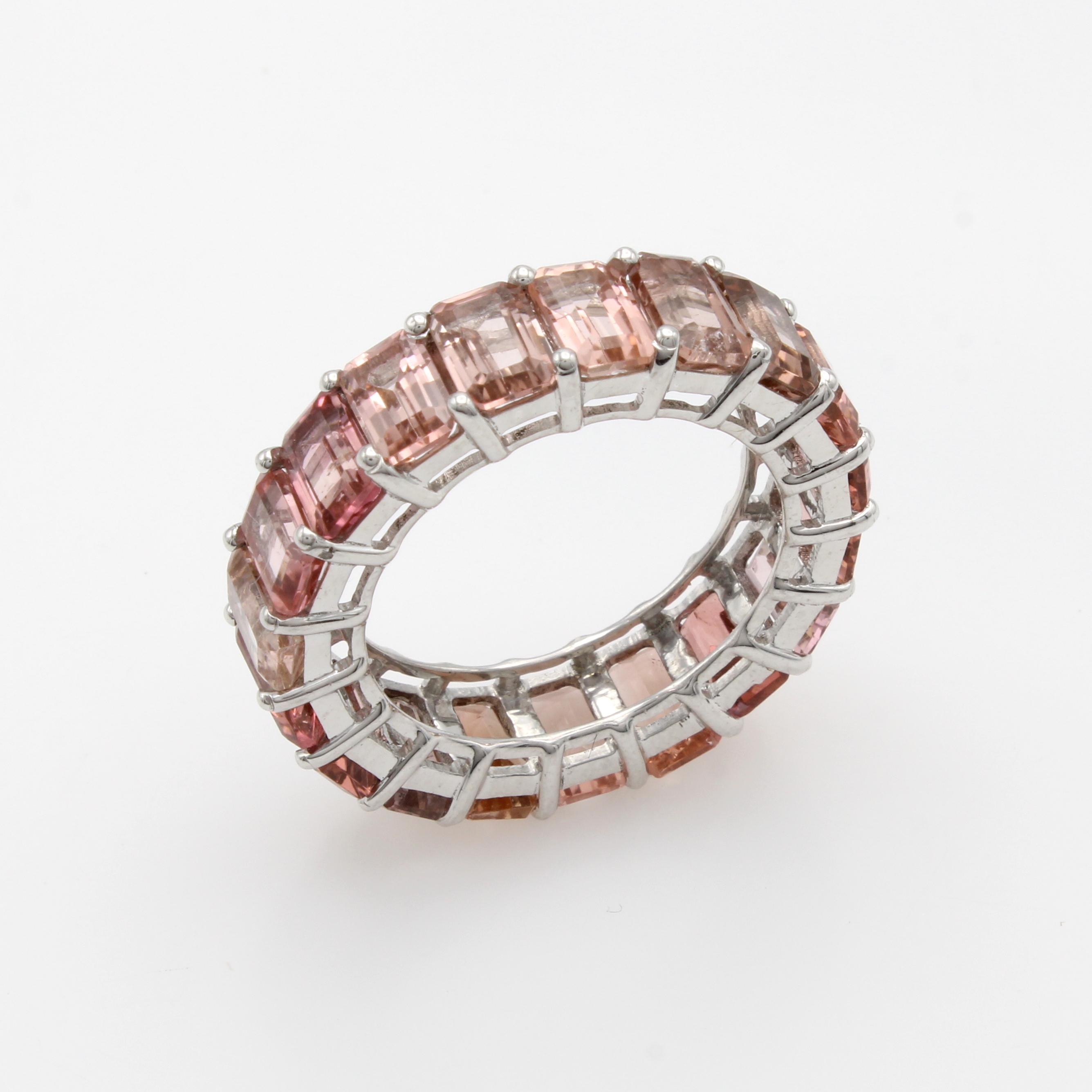 Image 27108422 - Memoryring mit Turmalinen, 925er Silber, achteck., rosa Turmaline zus. ca. 11 ct, RW ca. ...