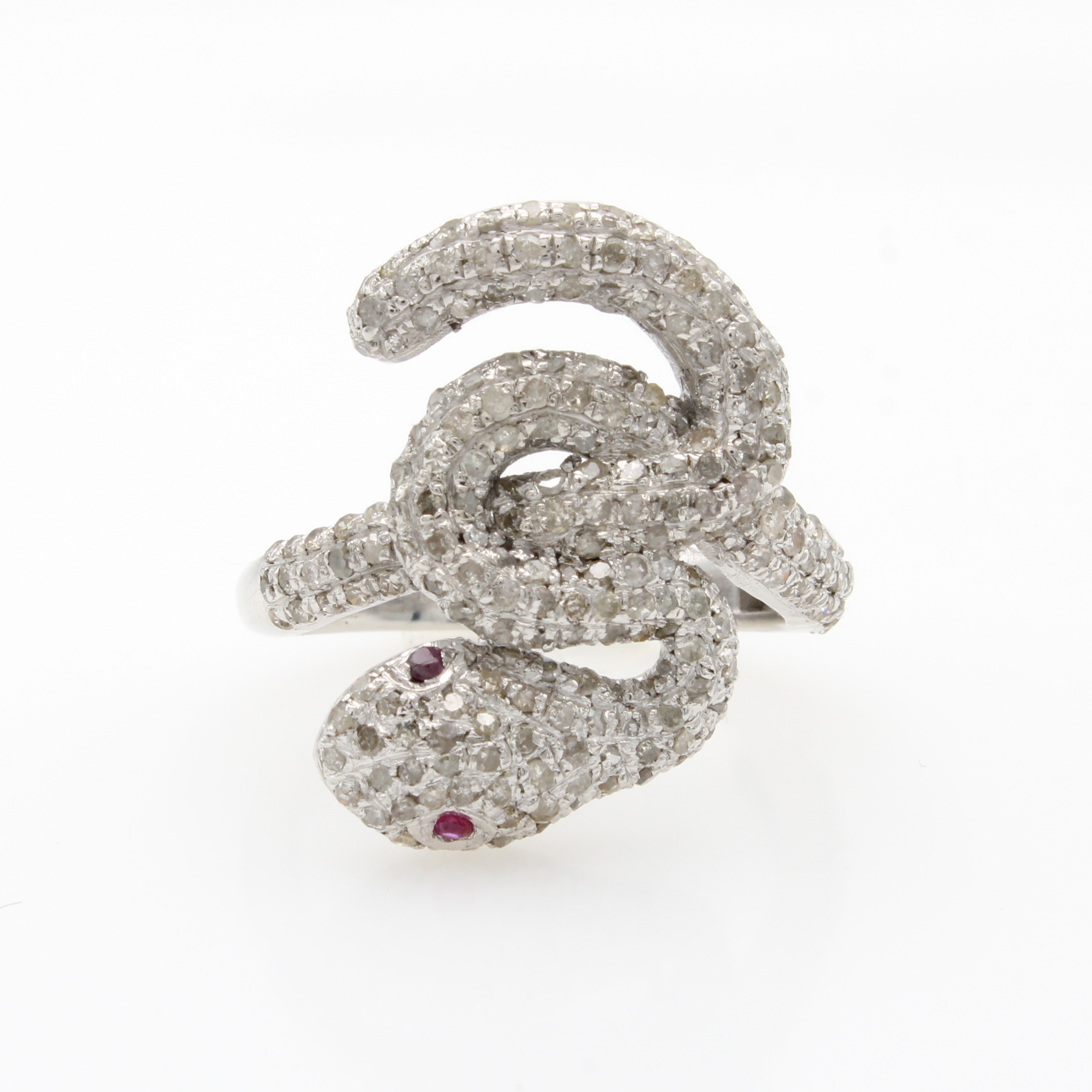 Image 27108449 - Ring ´Schlange´ mit Diamanten und Rubinen, 925er Silber, 2 fac. Rubine als Augen zus. ...