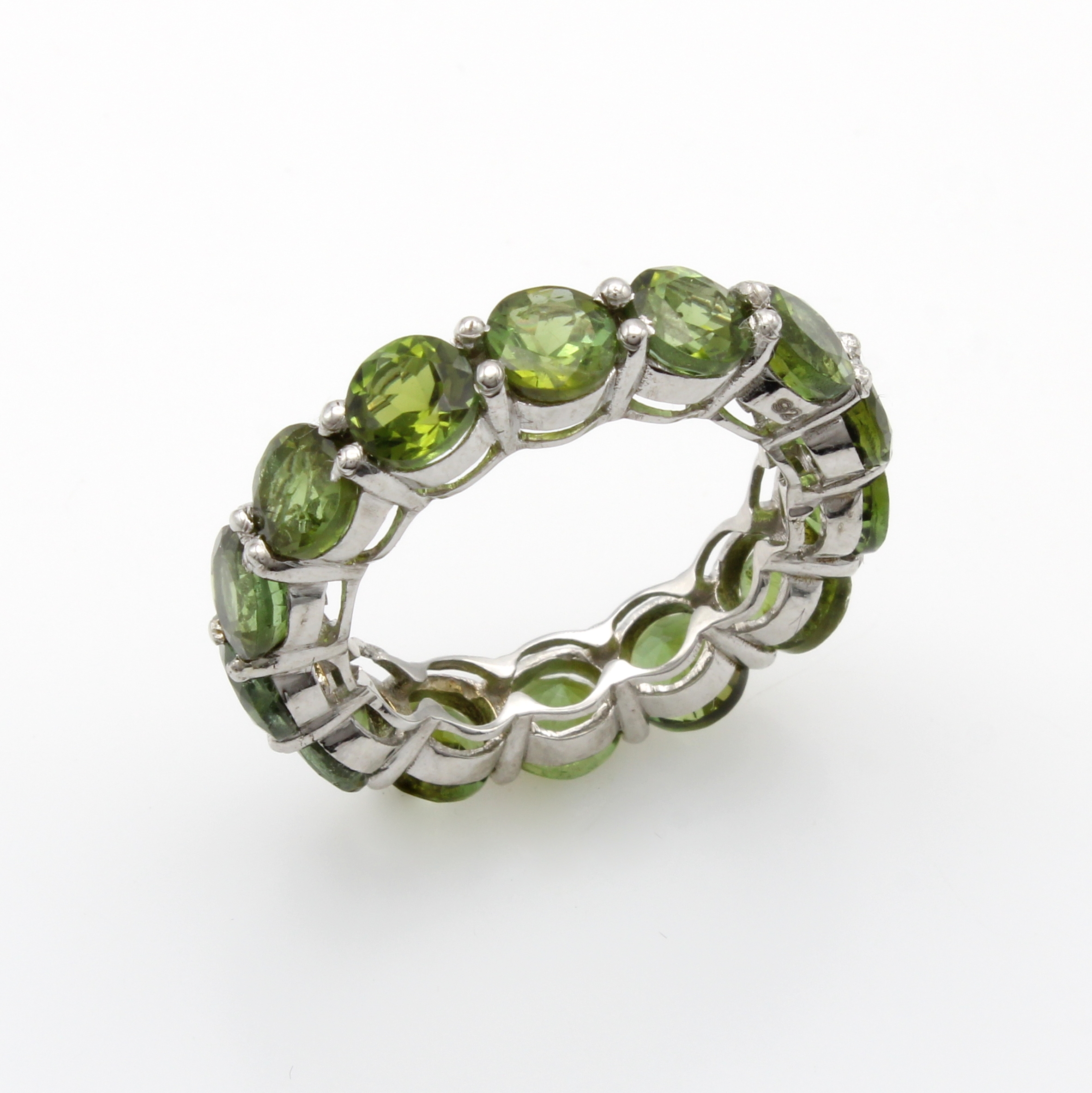 Image 27108457 - Memoryring mit Turmalinen, 925er Silber, runde, grüne Turmaline zus. ca. 6.10 ct, RW ...