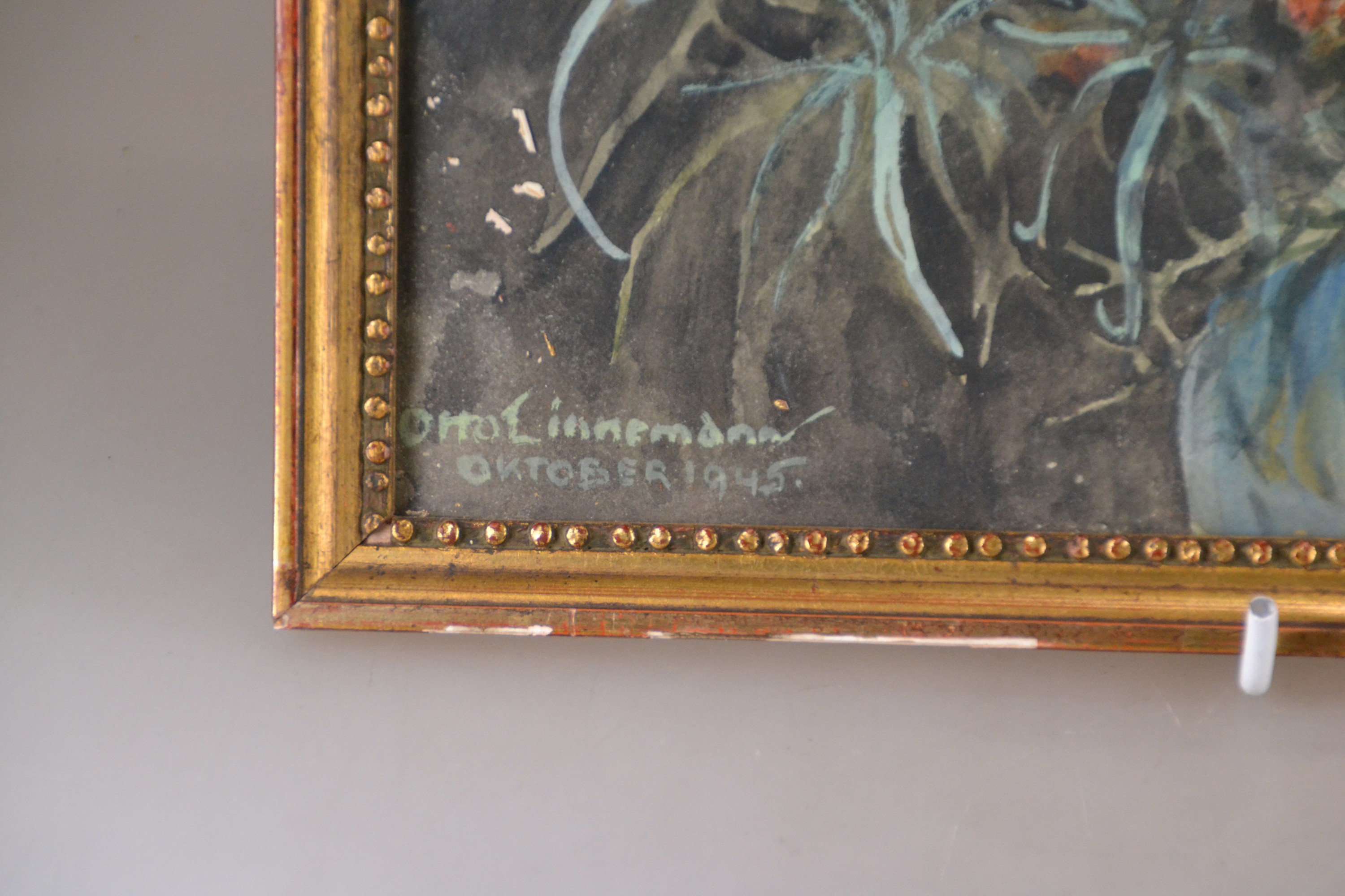 Detail b: Prof. Otto Linnemann, 1876-1961 Frankfurt/Main, 4 Aquarelle und eine Zeichnung: 4 Blumenstillleben, Aquarell/Papier, u.a. Sanddorn und Flieder, ...