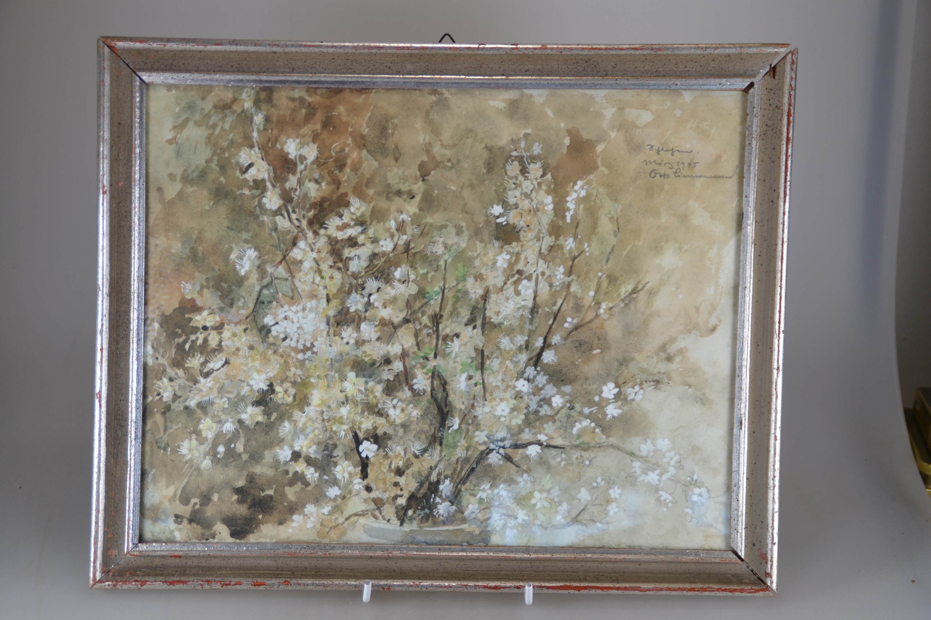 Detail c: Prof. Otto Linnemann, 1876-1961 Frankfurt/Main, 4 Aquarelle und eine Zeichnung: 4 Blumenstillleben, Aquarell/Papier, u.a. Sanddorn und Flieder, ...