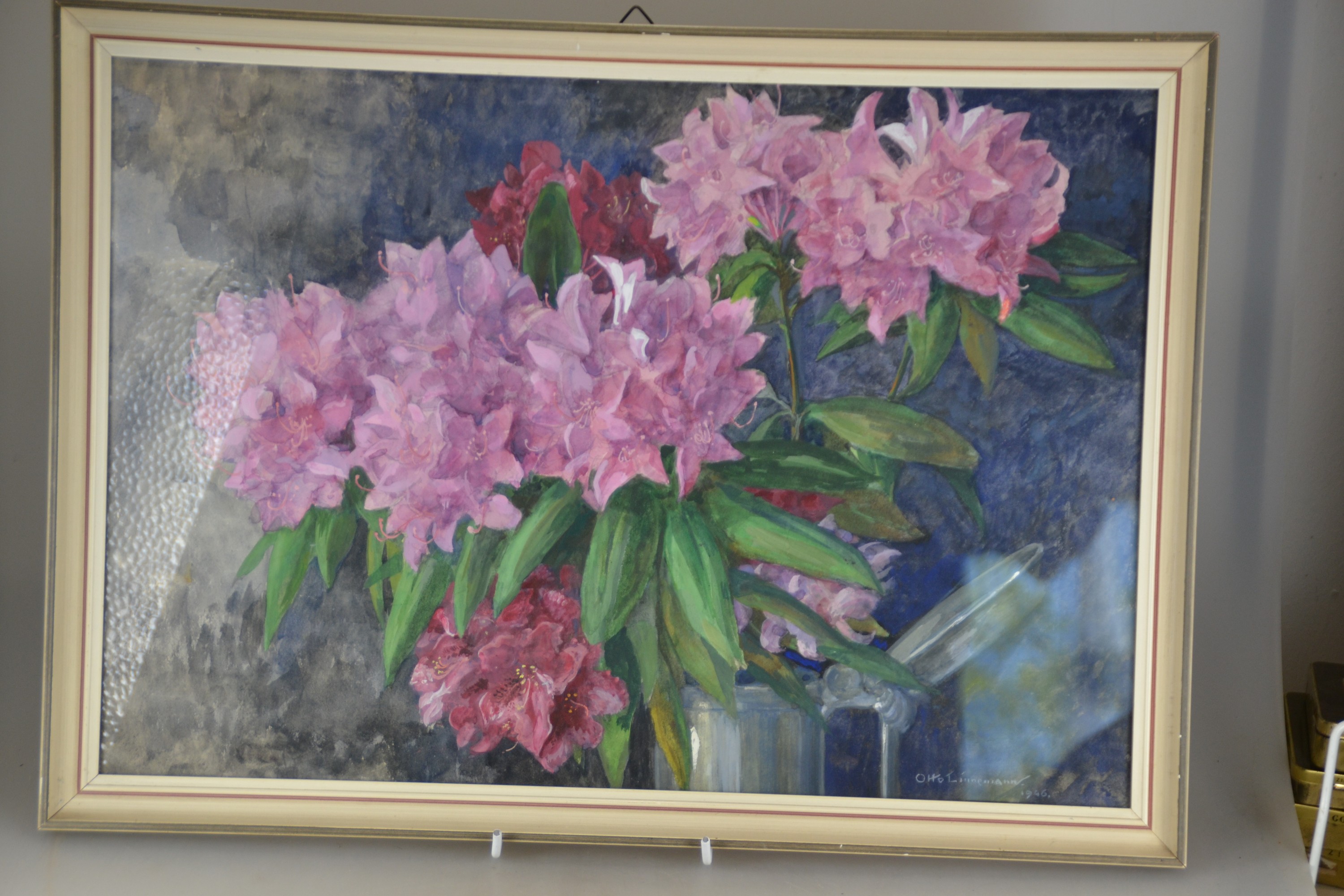 Detail e: Prof. Otto Linnemann, 1876-1961 Frankfurt/Main, 4 Aquarelle und eine Zeichnung: 4 Blumenstillleben, Aquarell/Papier, u.a. Sanddorn und Flieder, ...