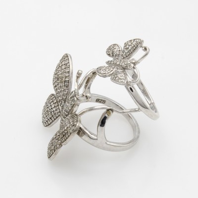 27108409b - Ring ´Schmetterlinge´ mit Diamanten, 925er Silber, Diam. zus. ca. 1.95 ct get.,Braun- ...