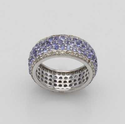 27108436a - Ring mit Tansaniten und Diamanten, 925er Silber, Tansanite zus. ca. 2.08 ct, Diam. ...