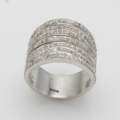 27108437a - Ring mit Diamanten, 925er Silber, 7-rhg. Optik, Diam. zus. ca. 2.10 ct get.,Braun- ...