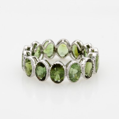27108453a - Memoryring mit Turmalinen, 925er Silber, ovale, grüne Turmaline zus. ca. 8.40 ct, RW ...