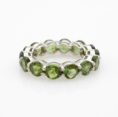 27108457a - Memoryring mit Turmalinen, 925er Silber, runde, grüne Turmaline zus. ca. 6.10 ct, RW ...