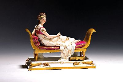 Image Porzellanfiguren, Scheibe Alsbach, ´Madame Recamier´, 20. Jh., bunt bemalt, ...