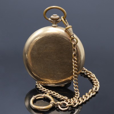 27108478a - W.A. CHRIST Savonette Herrentaschenuhr in GG 585/000 an vergoldeter Kette, ...
