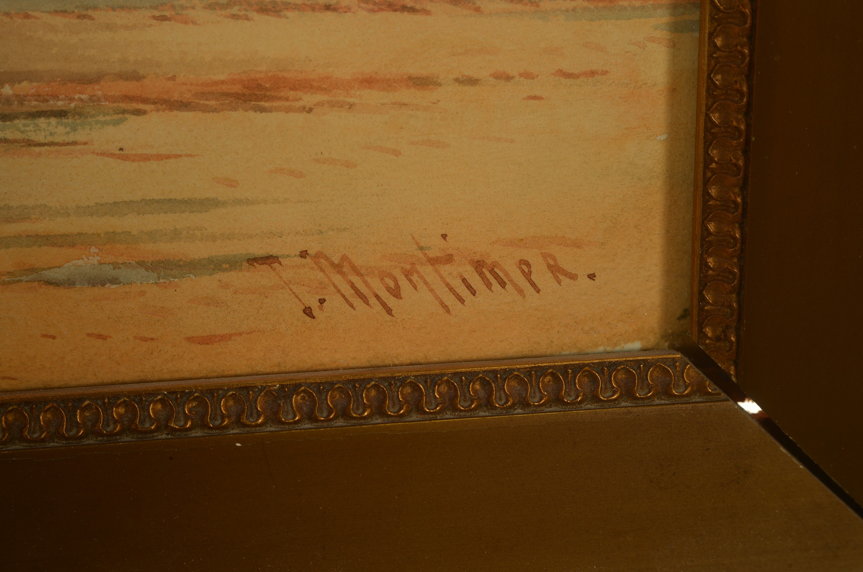 Detail b: Thomas Mortimer, nachweisbar zw. 1880 und 1920, zwei Aquarelle, Küstenlandschaften mit heimkehrenden Fischern, handsigniert, jeweils unter Glas ...