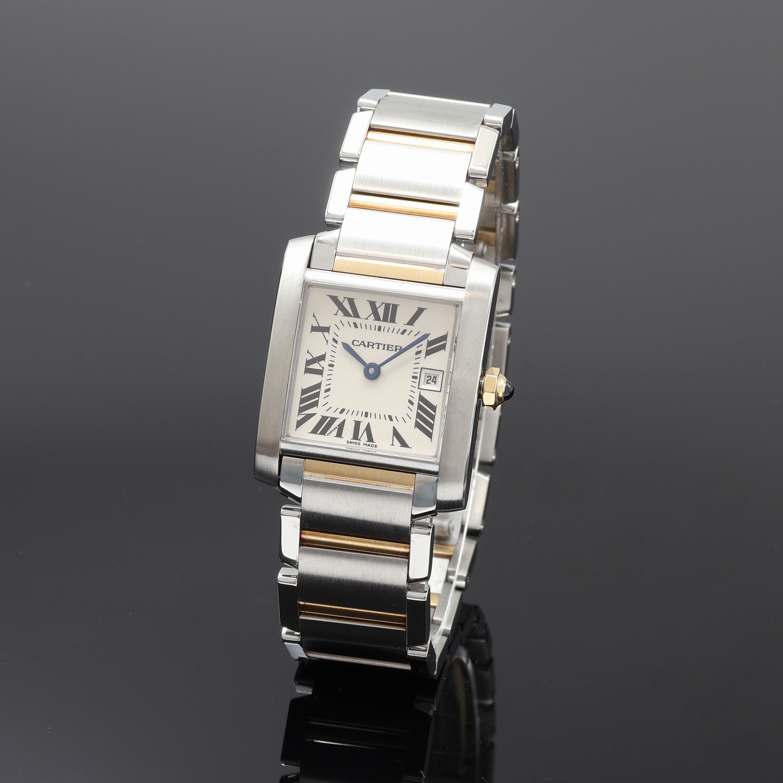 Image 27108954 - CARTIER Tank Francaise Armbanduhr Referenz 2465, quarz, Edelstahl/Gold komb. inkl. orig. ...