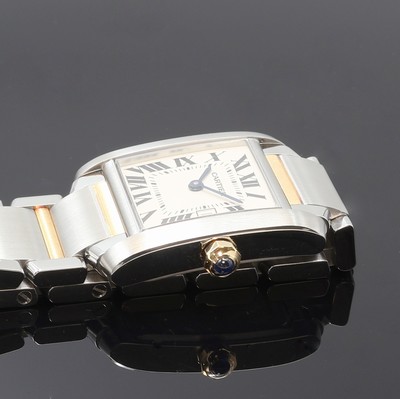 27108954c - CARTIER Tank Francaise Armbanduhr Referenz 2465, quarz, Edelstahl/Gold komb. inkl. orig. ...