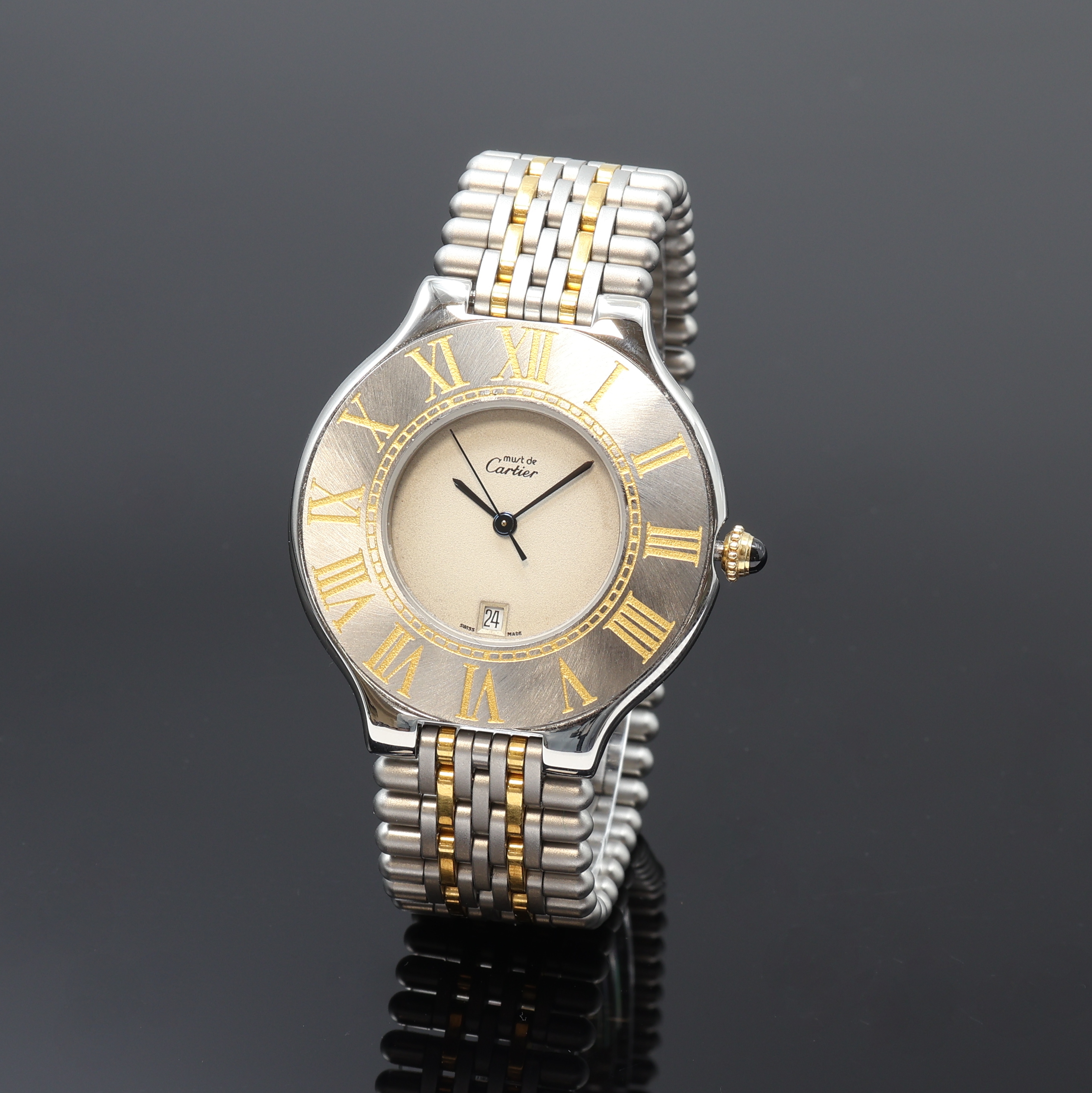 Image 27109035 - CARTIER 21 Must de Cartier Armbanduhr in Stahl/Gold, quarz, orig. Band m. dopp. ...