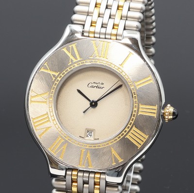 27109035a - CARTIER 21 Must de Cartier Armbanduhr in Stahl/Gold, quarz, orig. Band m. dopp. ...