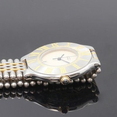 27109035d - CARTIER 21 Must de Cartier Armbanduhr in Stahl/Gold, quarz, orig. Band m. dopp. ...