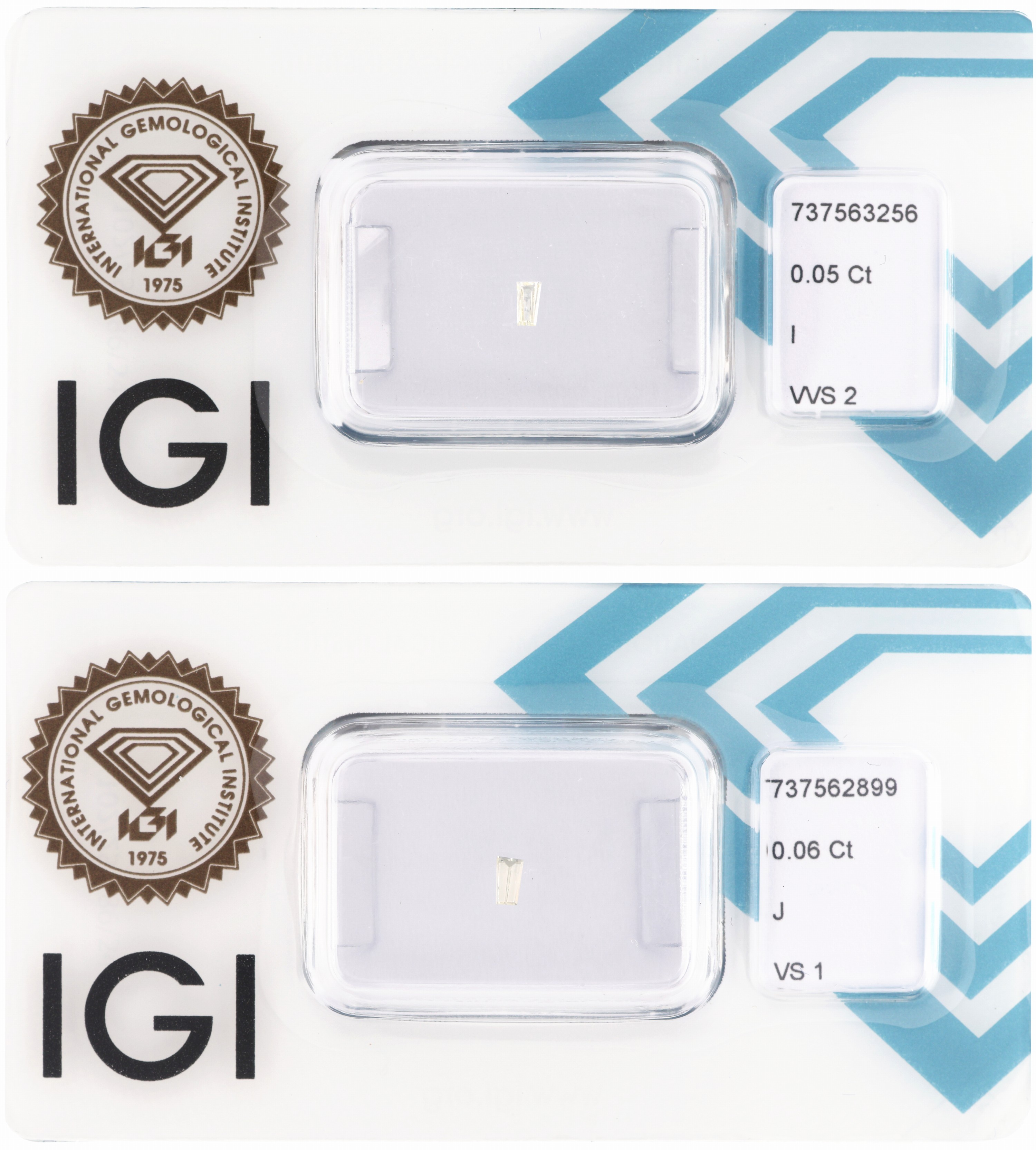 Image 27109152 - Lot 2 lose Diamanten, 1 x 0.05 ct l.get.Weiß (I)/vvs2, 1 x 0.06 ct l.get.Weiß(J)/vs1, ...