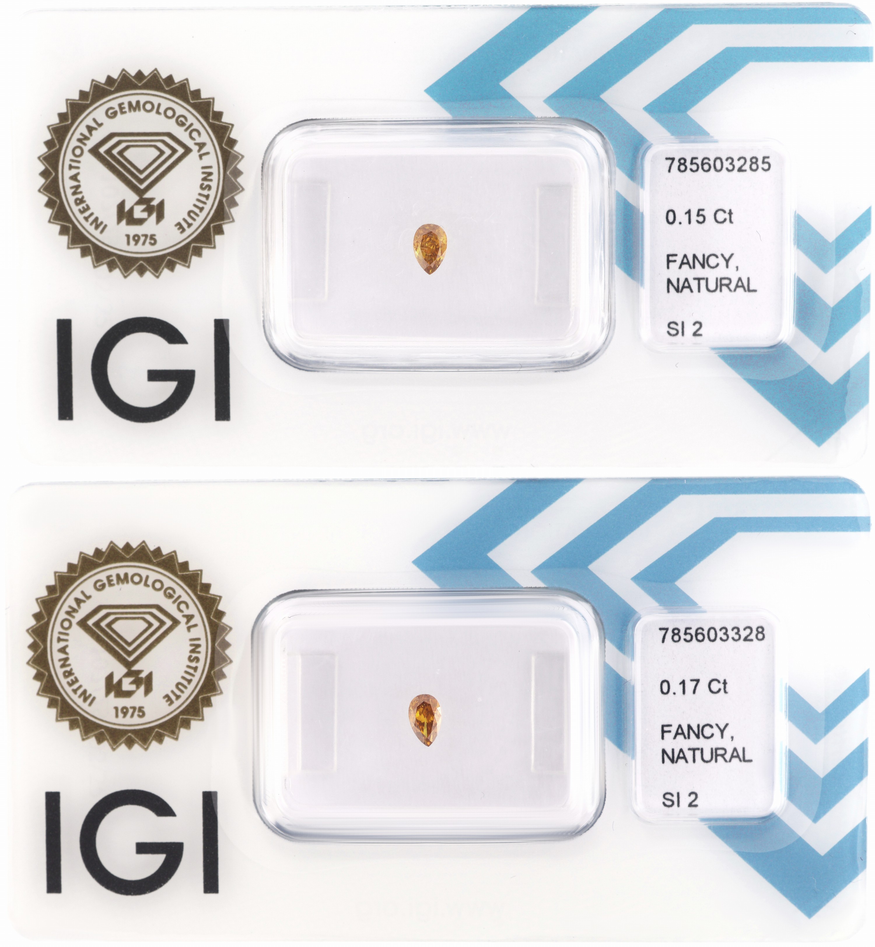 Image 27109154 - Lot 2 lose Diamant-Tropfen, 1 x 0.17 ct, 1 x 0.15 ct, beide natural fancy intense ...