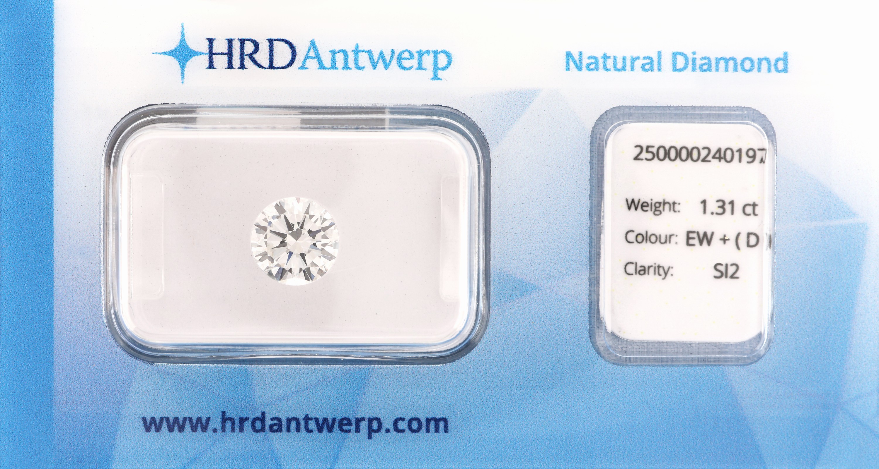 Loser Brillant 1.31 ct hochfeines Weiß +(D)/si2, eingeschweißt, HRD-Expertise anbei