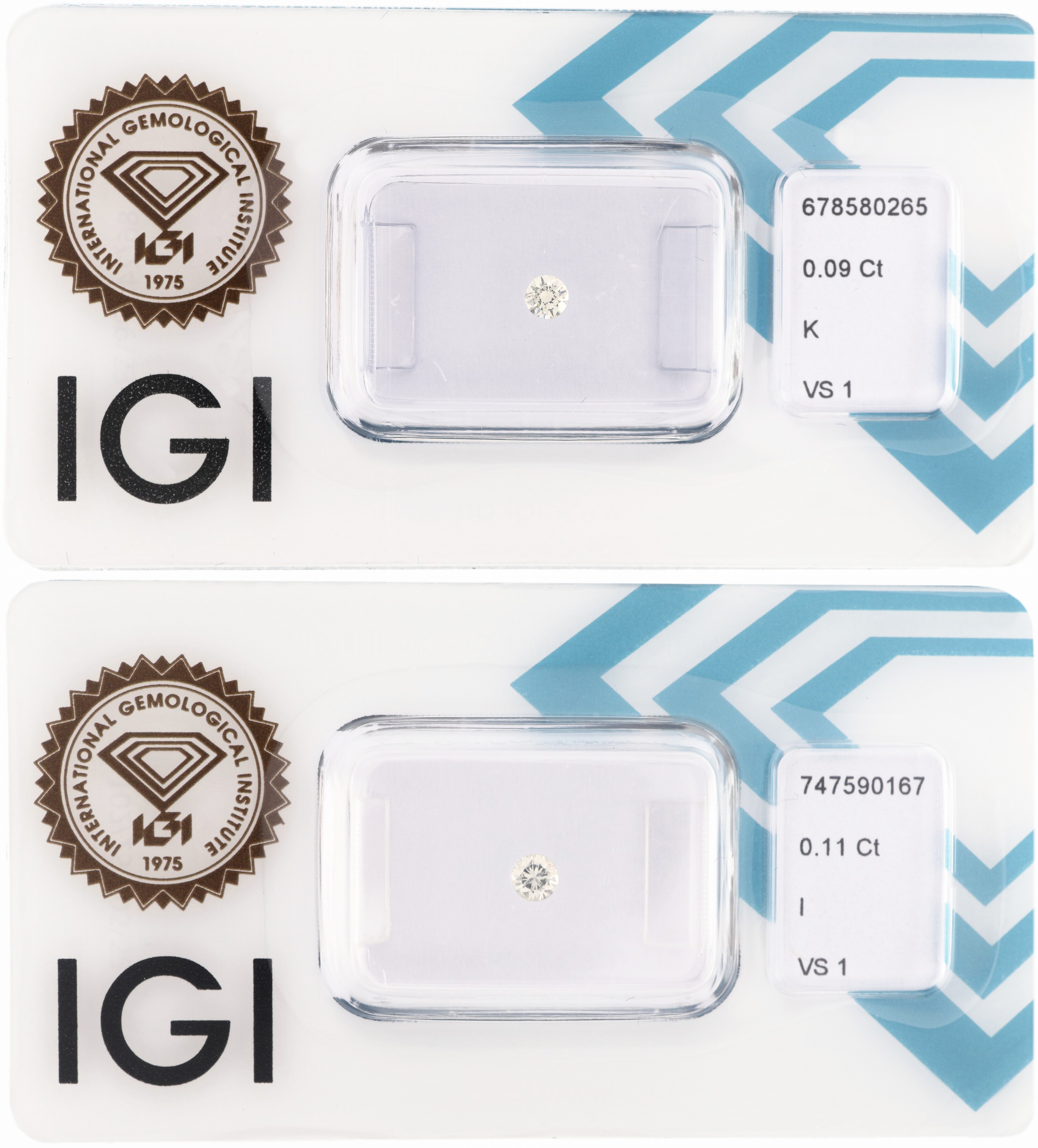 Image 27109163 - Lot 2 lose Brillanten, 1 x 0.11 ct l.get.Weiß (I)/vs1, 1 x 0.09 ct get.Weiß(K)/vs1, ...