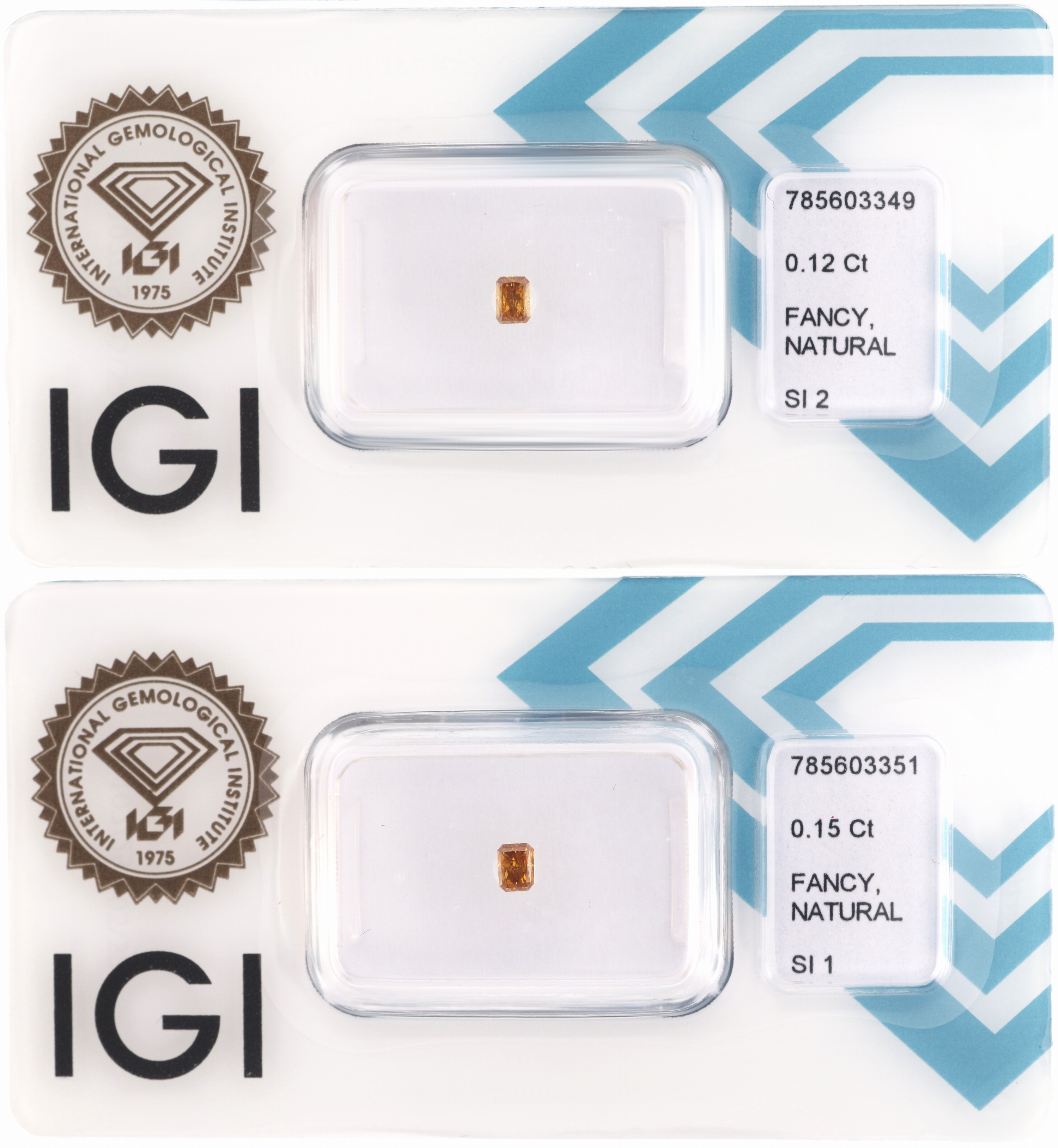 Image 27109165 - Lot 2 lose Diamanten, 1 x 0.15 ct, 1 x 0.12 ct, cut cornered rectangular modified ...