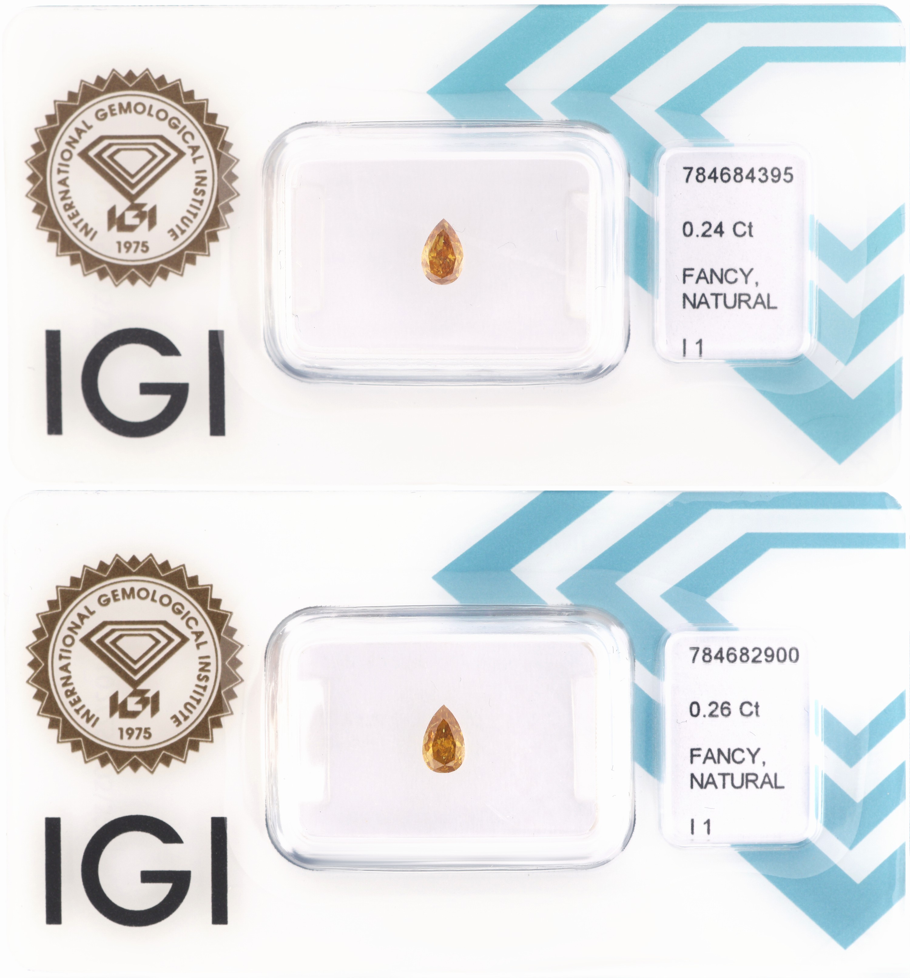 Image 27109166 - Lot 2 lose Diamant-Tropfen, 1 x 0.24 ct, 1 x 0.26 ct, beide natural fancy intense orangy ...