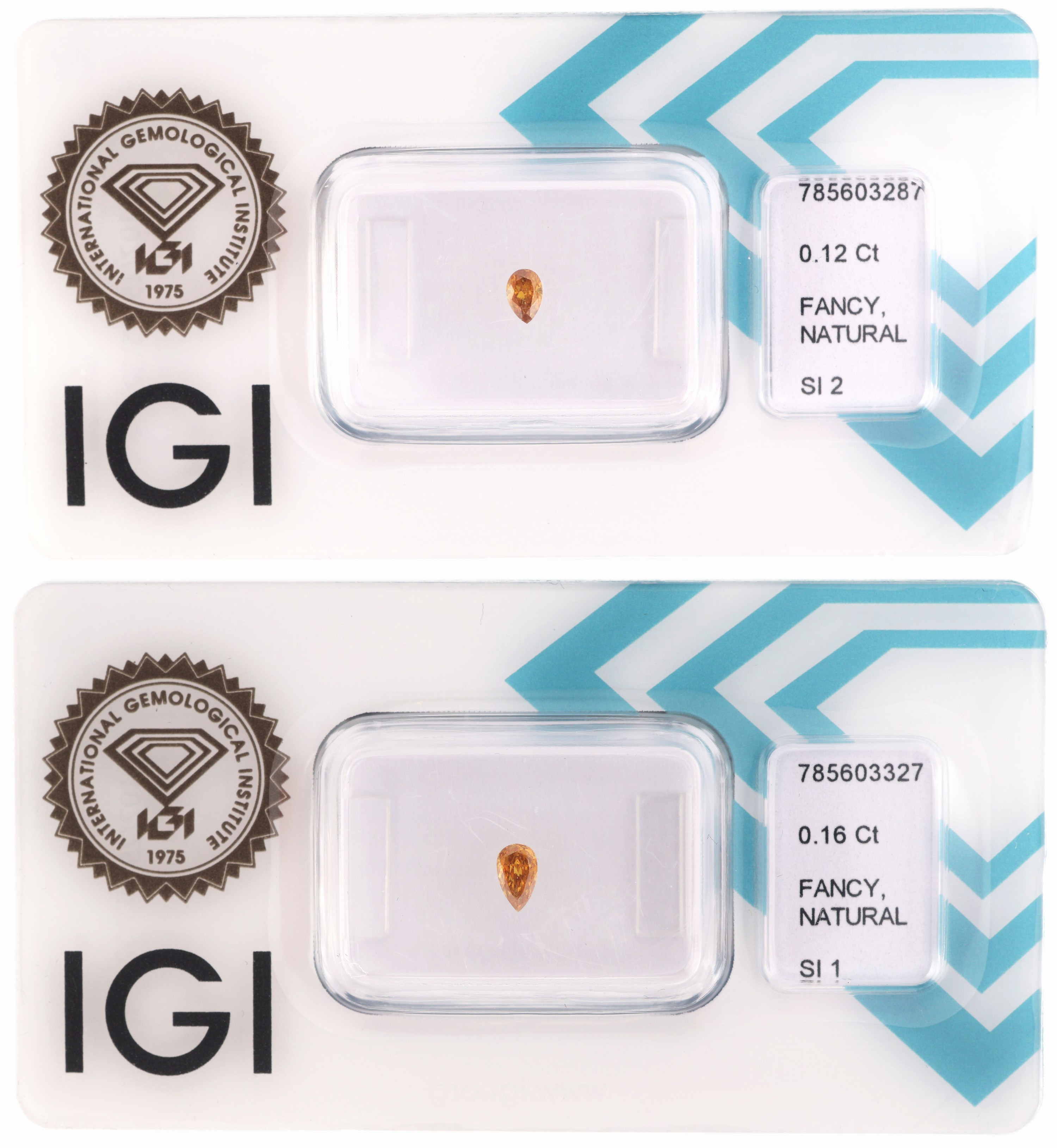 Image 27109168 - Lot 2 lose Diamanten, 1 x 0.16 ct Natural Fancy Intense Brownish Yellow/si1, 1 x 0.12 ...