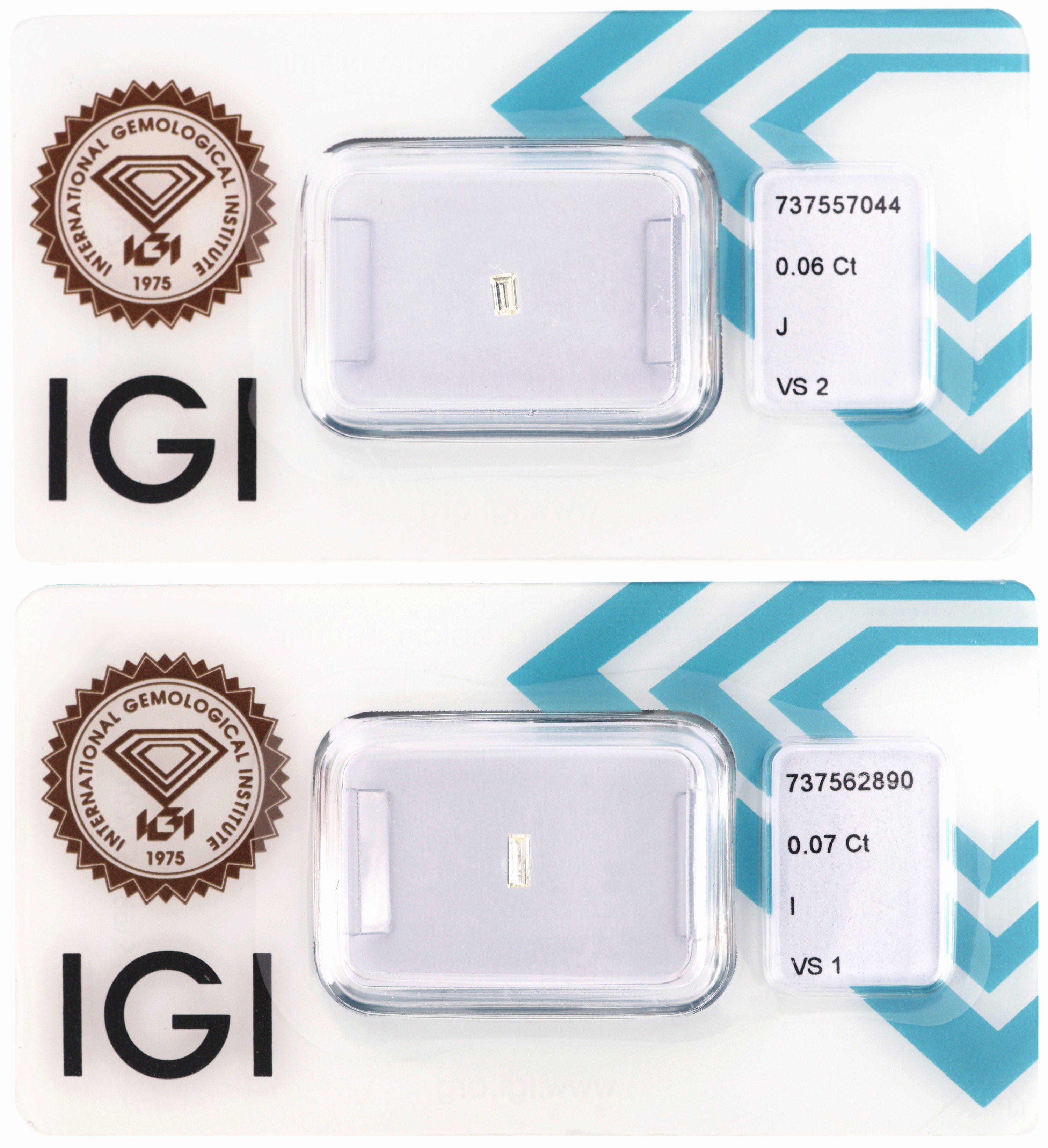 Image 27109174 - Lot 2 lose Diamant-Baguettes, 1 x 0.07 ct l.get.Weiß(I)/vs1, 1 x 0.06 ct ...