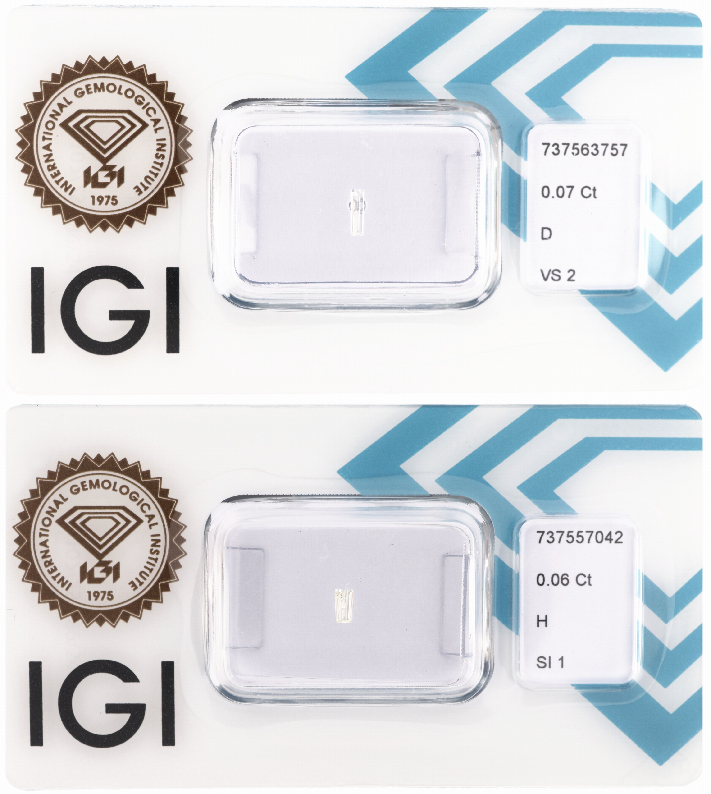 Image 27109177 - Lot 2 lose Diamanten, 1 x 0.06 ct Weiß(H)/si1,Tapered Baguette, 1 x 0.07 ct hochfeines ...