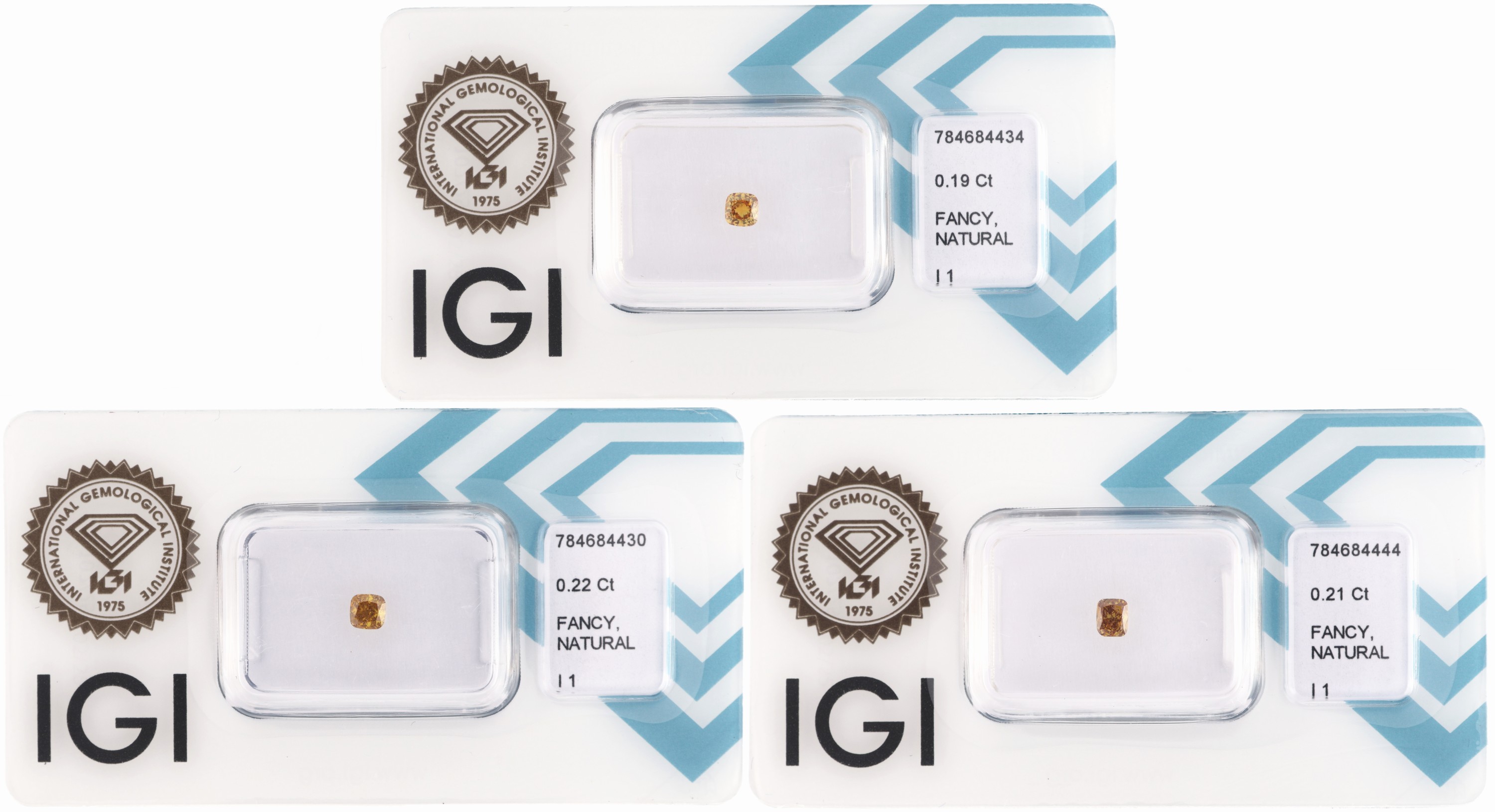 Image 27109180 - Lot 3 lose Diamanten im Kissenschliff, 1 x 0.22 ct, 1 x 0.19 ct, 1 x 0.21 ct, natural ...