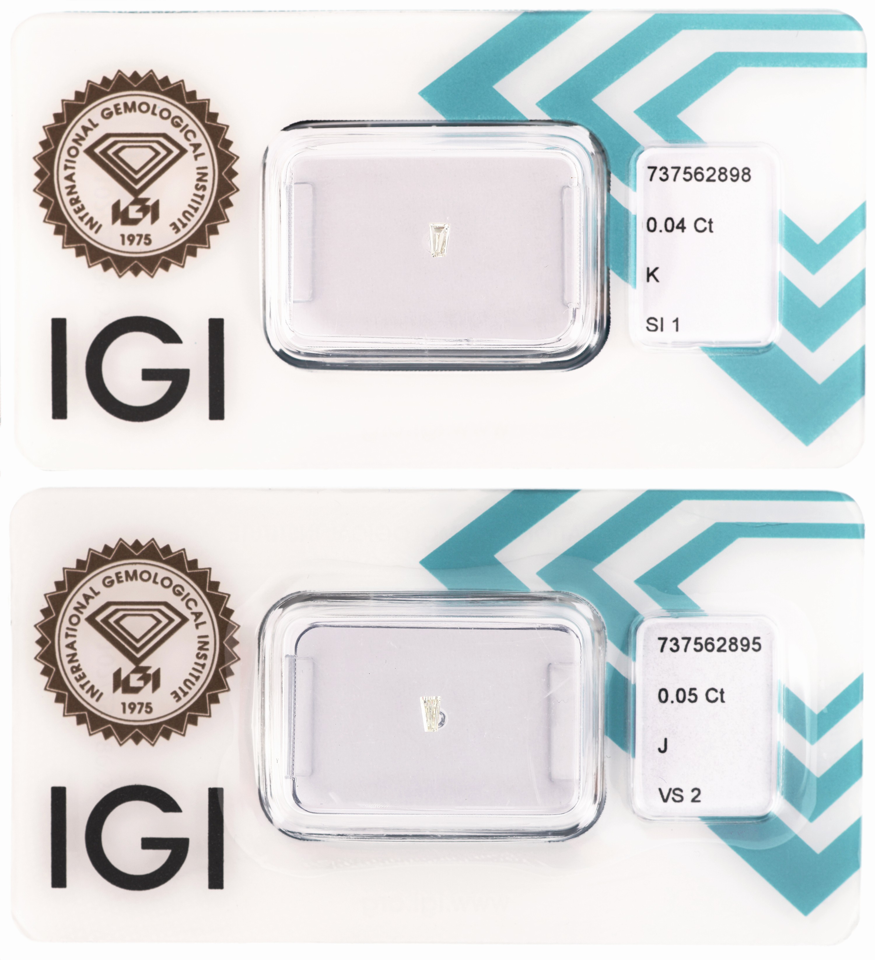 Image 27109195 - Lot 2 lose Diamanten, 1 x 0.05 ct l.get.Weiß (J)/vs2, 1 x 0.04 ct get.Weiß(K)/si1, ...