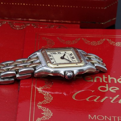 27109234c - CARTIER Panthere Damenarmbanduhr Referenz 166921, Schweiz um 1990, Edelstahl/Gold ...