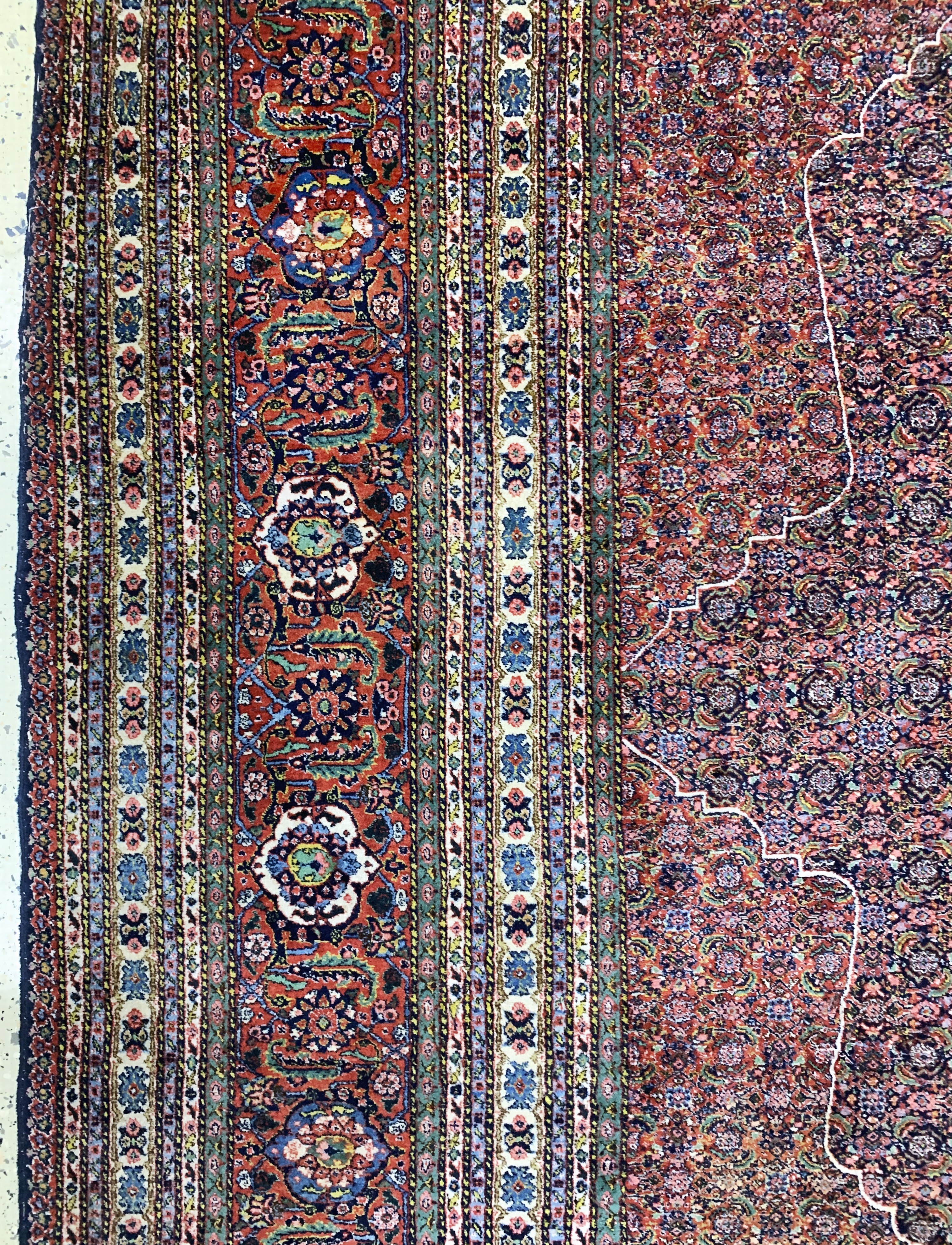 Detail d: Sarab"Mashaiekhi"fein, Persien, signiert, Mitte 20.Jhd, Korkwolle auf Baumwolle, ca. 355x 305 cm, ca. 500.000 Kn/qm, EHZ: 2