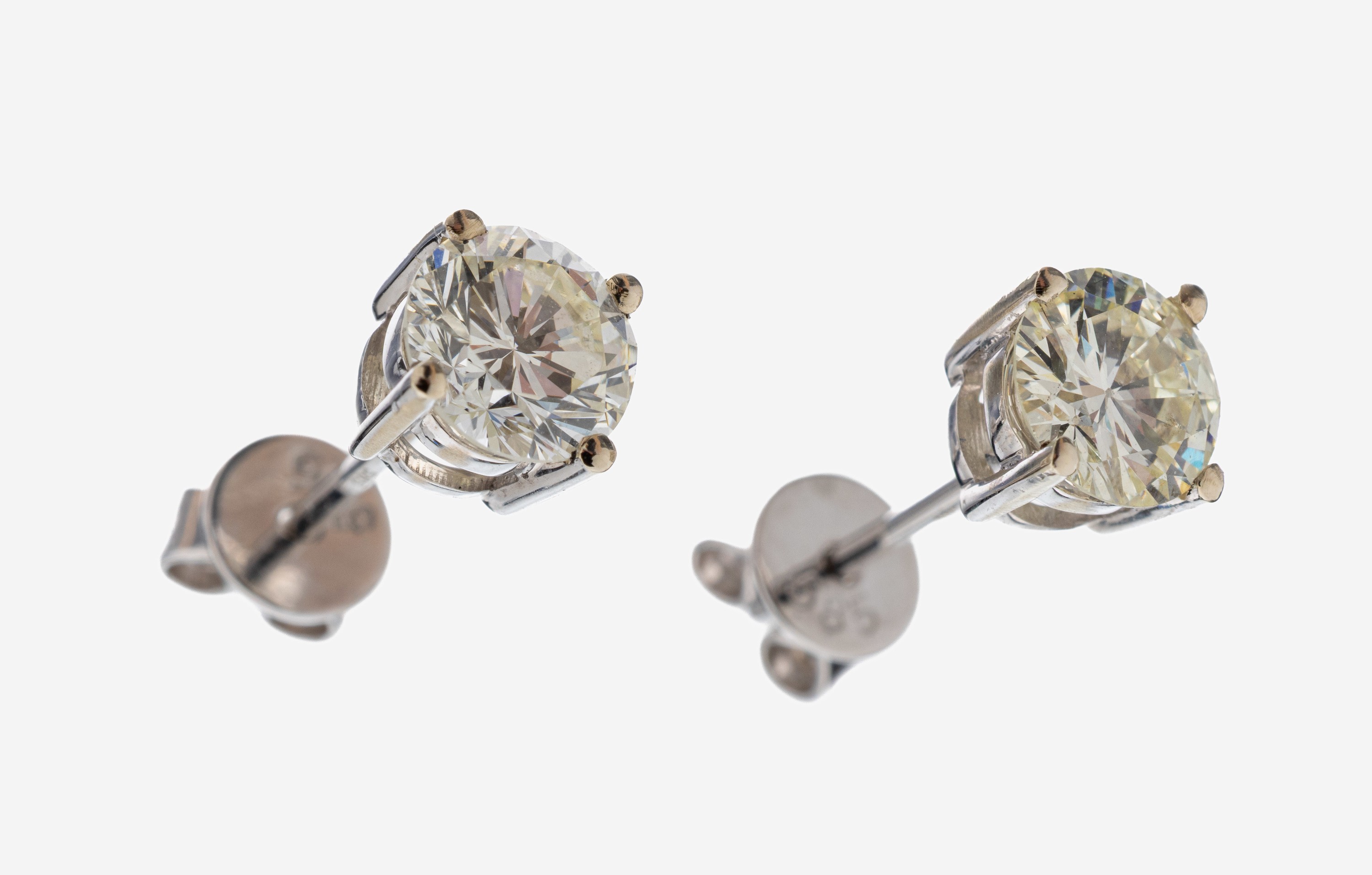 Image 27109348 - Paar 14 kt Gold Brillant-Ohrstecker, WG 585/000, 2 Brillanten zus. ca. 1.05 ct ...