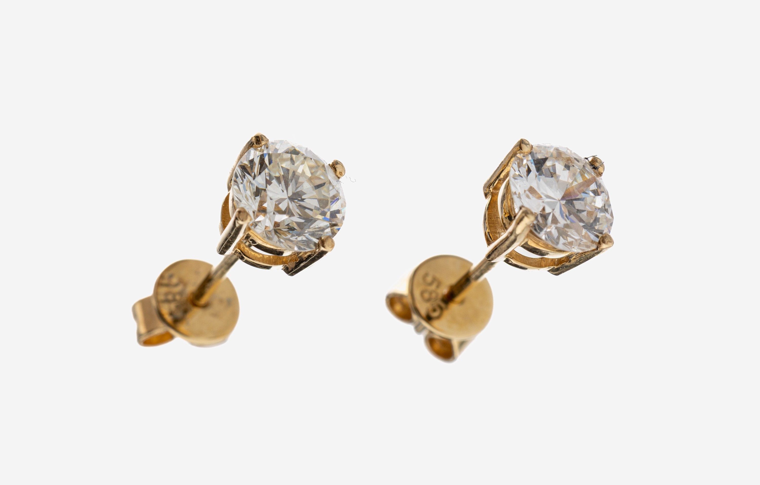 Image 27109350 - Paar 14 kt Gold Brillant-Ohrstecker, GG 585/000, 2 Brillanten zus. ca. 1.25 ct ...