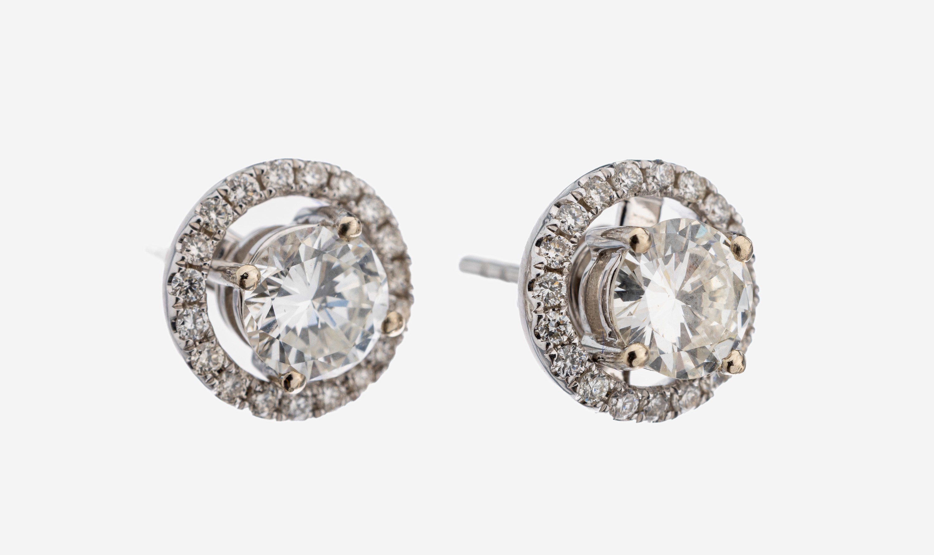Image 27109363 - Paar 18 kt Gold Brillant-Ohrstecker, WG 750/000, 2 Brillanten zus. ca. 1.30 ct ...