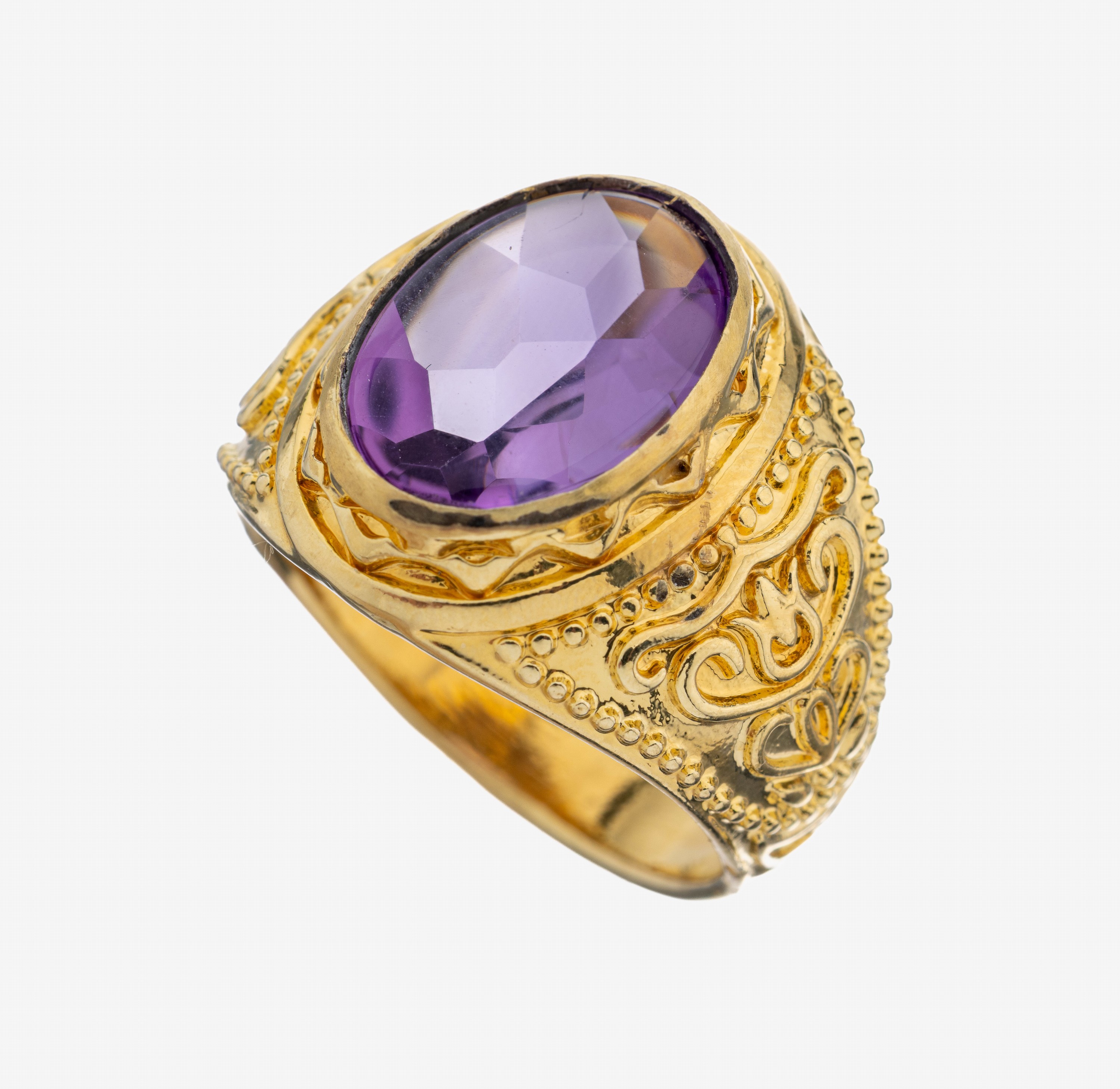 Image 27109379 - Amethyst-Ring, Silber verg., ovalfacett. Amethyst, Ringschultern verziert, RW 68, ca. ...