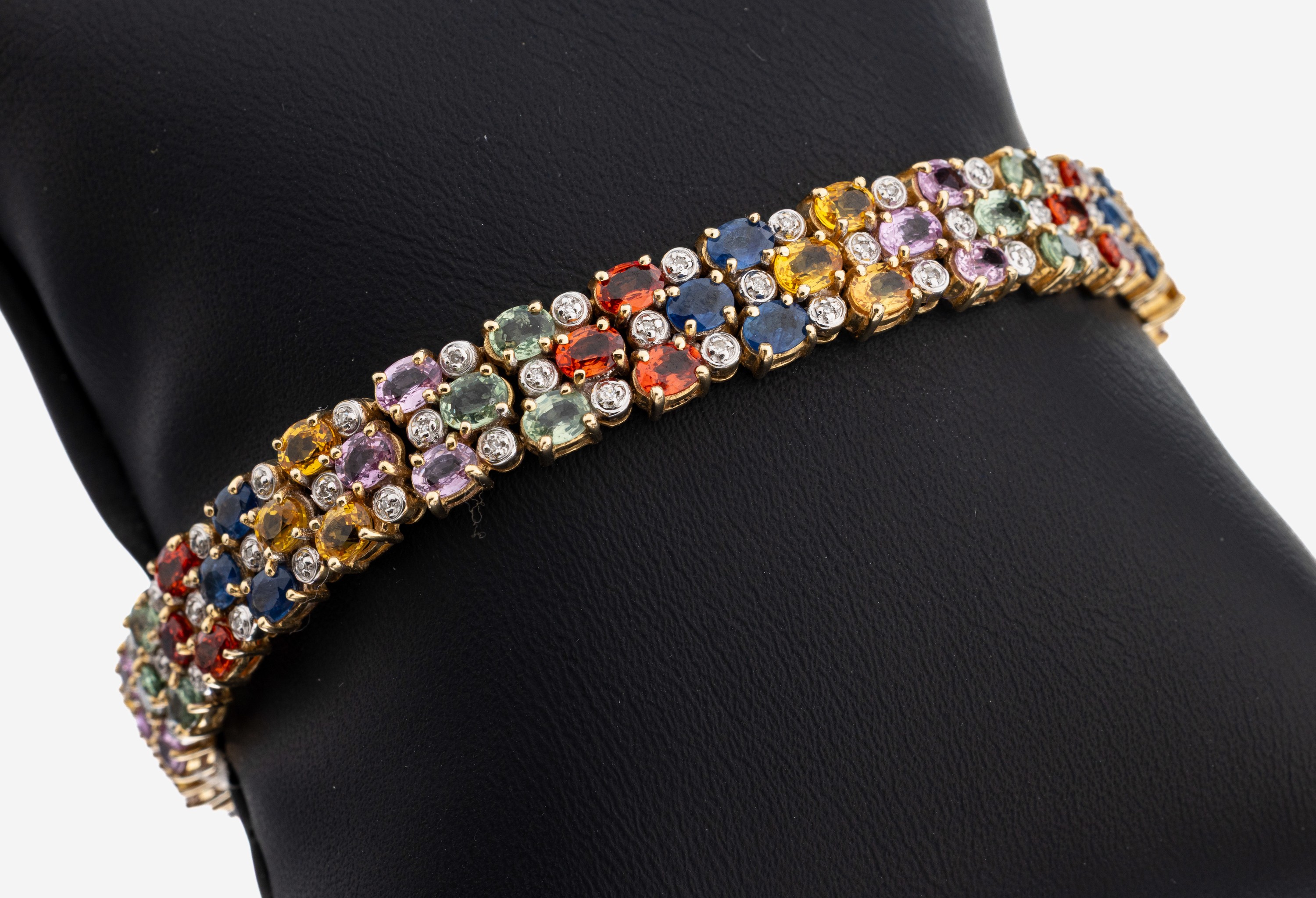 Image 27109438 - 14 kt Gold Saphir-Diamant-Armband, GG 585/000, ovalfacett. Saphire in versch. ...