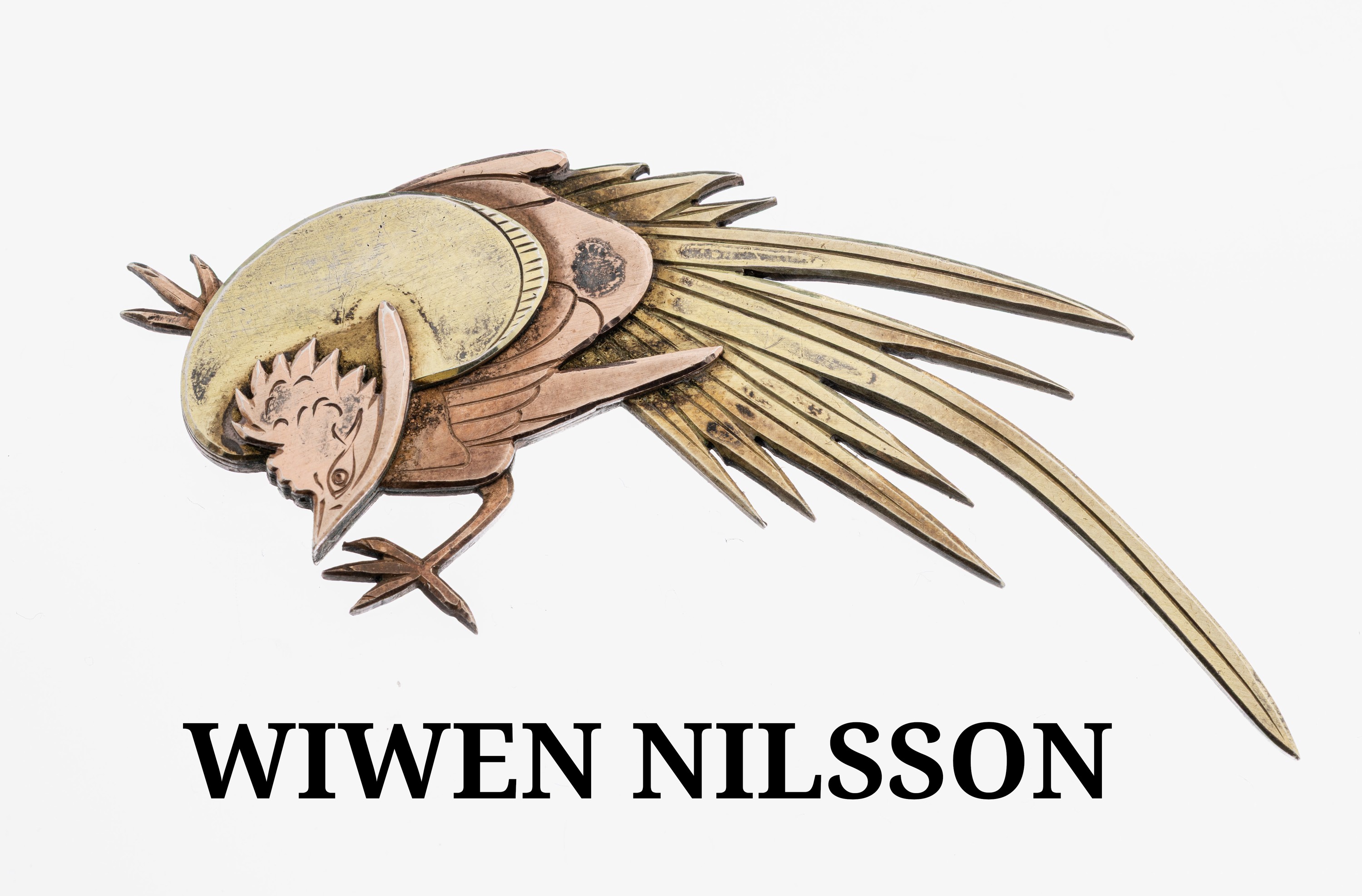 Image 27109567 - WIWEN NILSSON Brosche, Schweden 1957, 925erSilber, gelb- und rotvergoldet, Darstellung ...