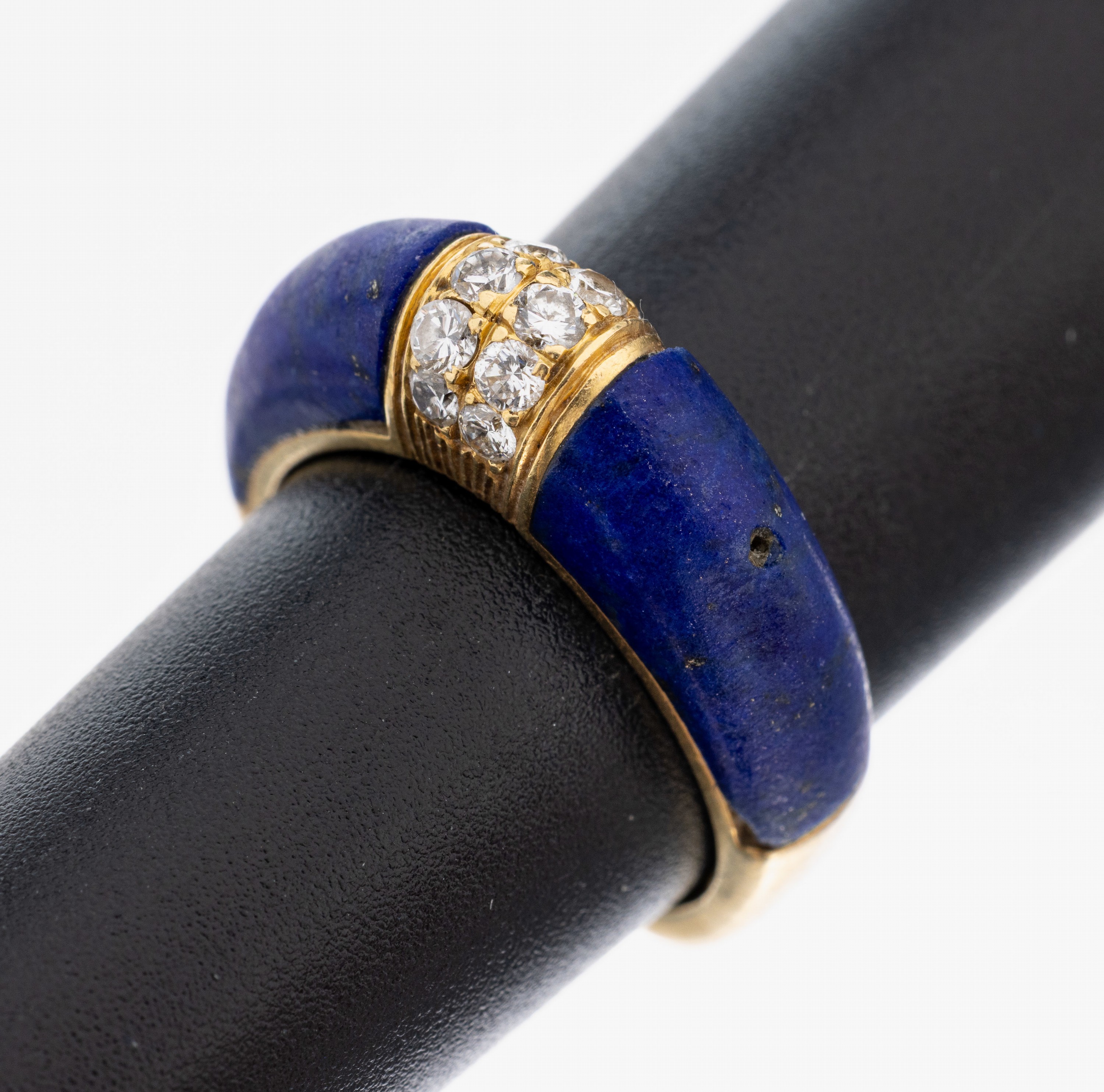 Image 27109575 - 18 kt Gold Brillant-Lapislazuli-Ring, GG 750/000, 10 Brillanten zus. ca. 0.20 ct ...