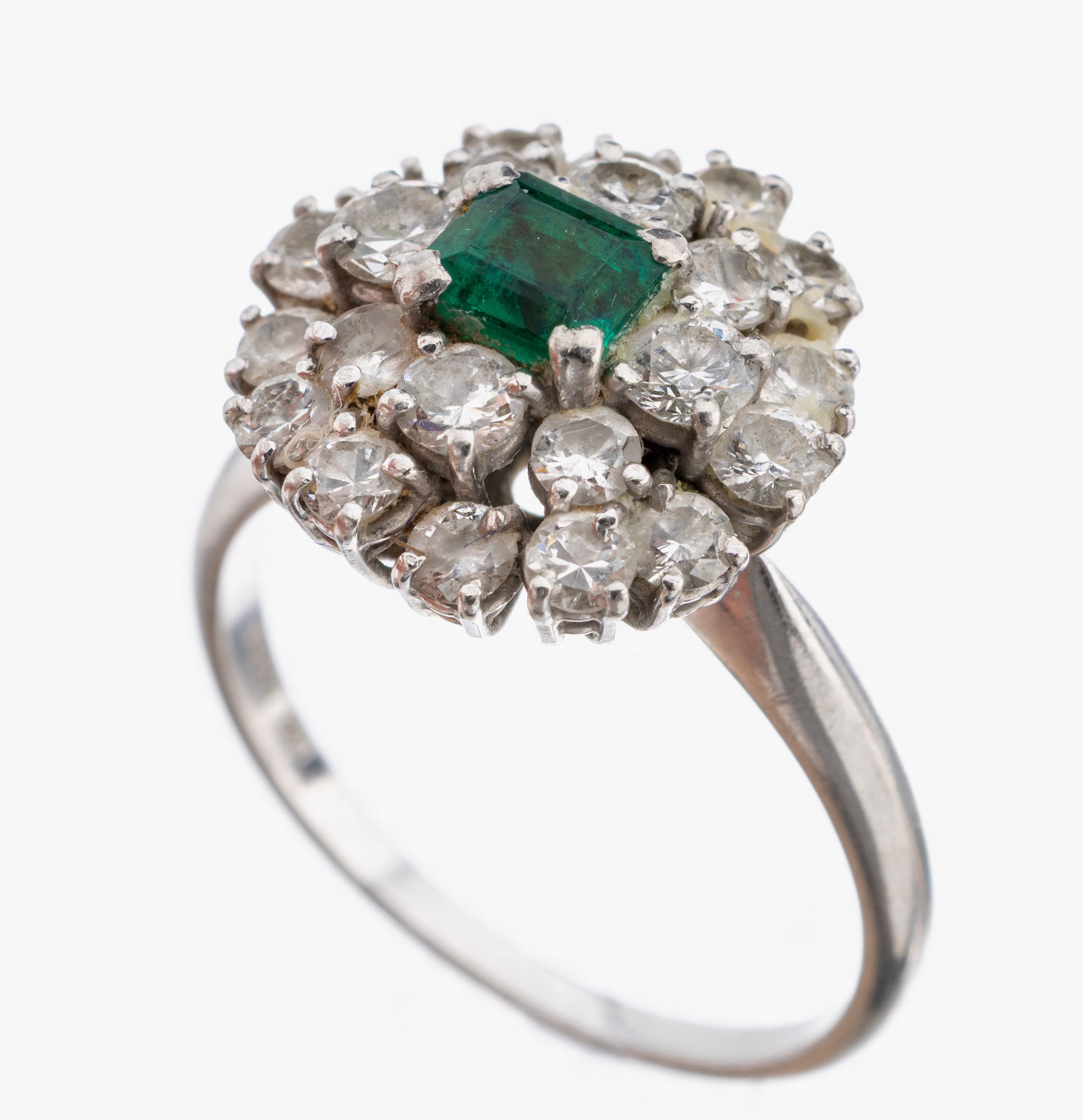 Image 27109578 - Platin Smaragd-Brillant-Ring, Pt gepr., Smaragd im Emerald Cut ca. 0.15 ct, 21 ...