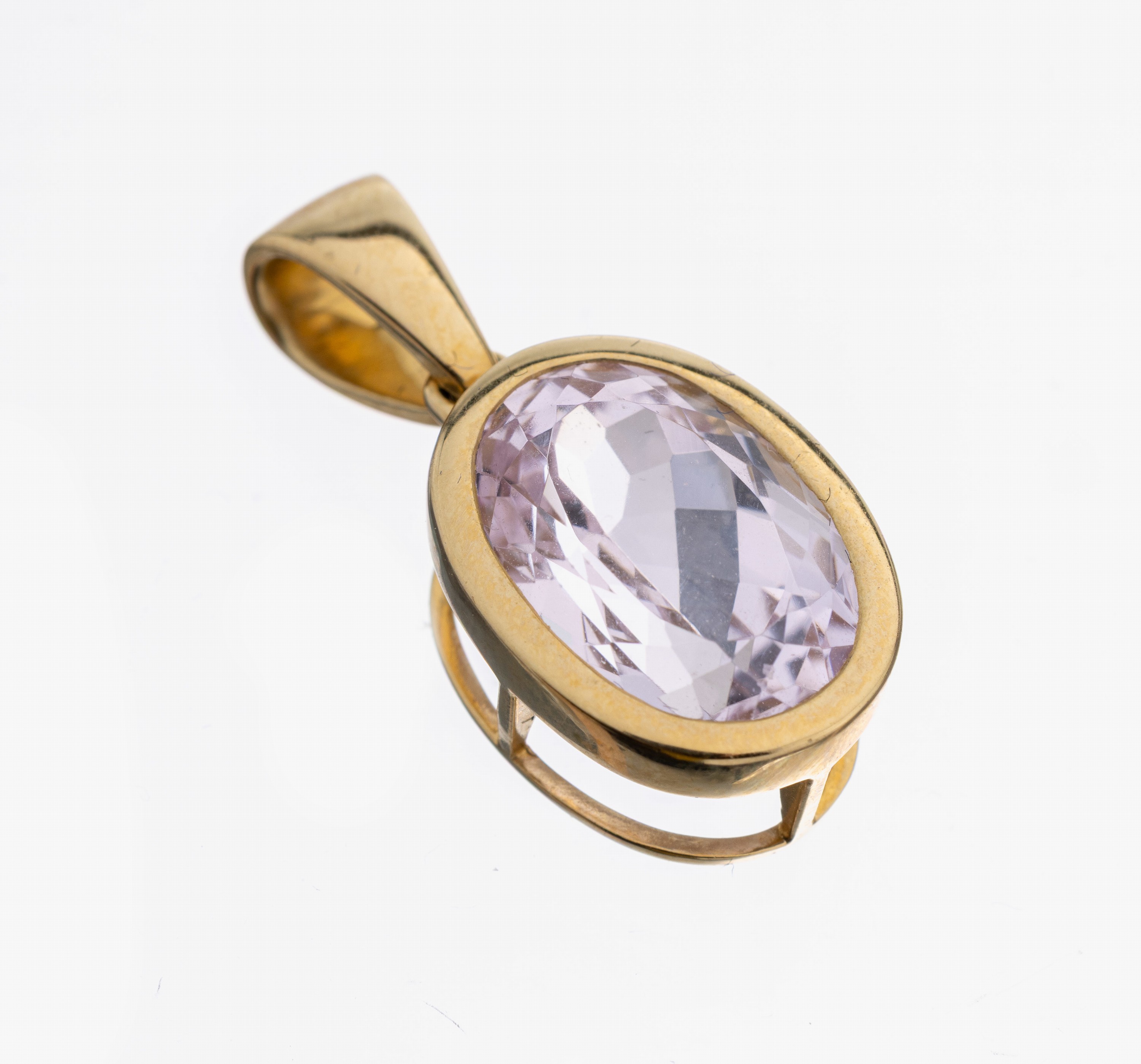 14 kt Gold Morganit-Anhänger, GG 585/000, ovalfacett. Morganit ca. 4.0 ct, ca. 4.7 g