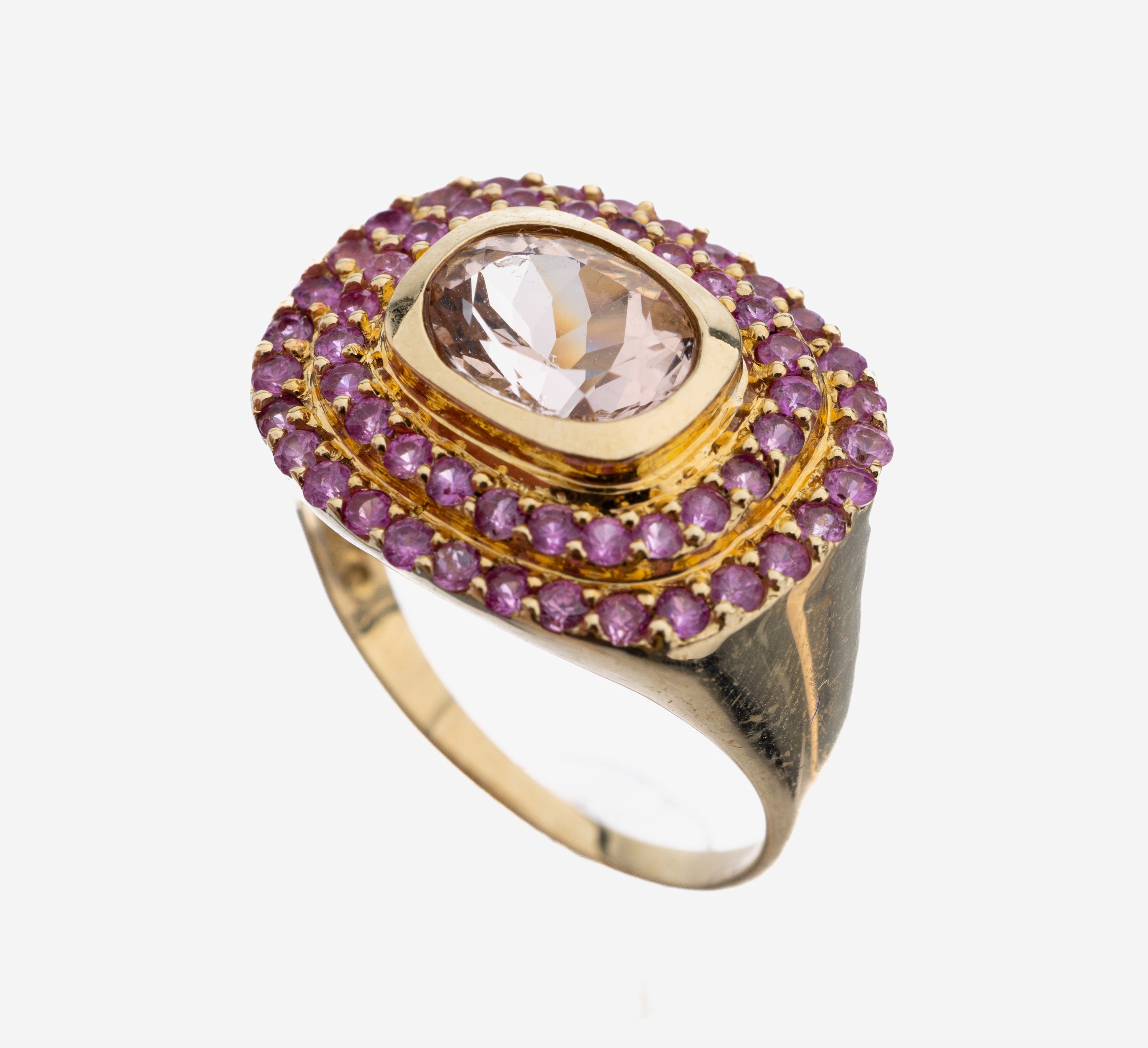 Image 27109639 - 14 kt Gold Morganit-Saphir-Ring, GG 585/000, mittig ovalfacett. Morganit ca. 1.50 ct, ...