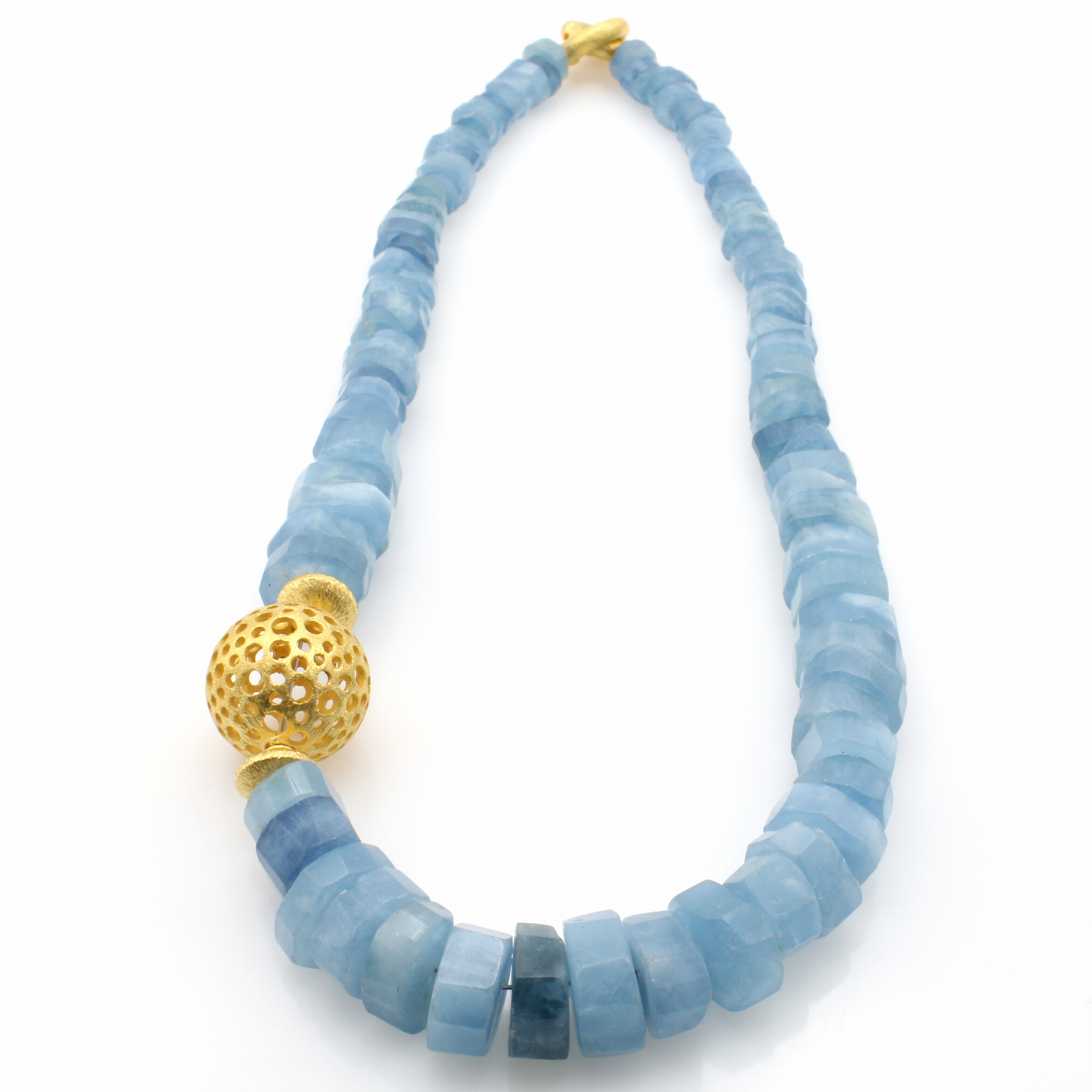 Image 27109699 - Collier mit Aquamarinen, Zwischenteile u. Schließe 925er Silber verg., ...