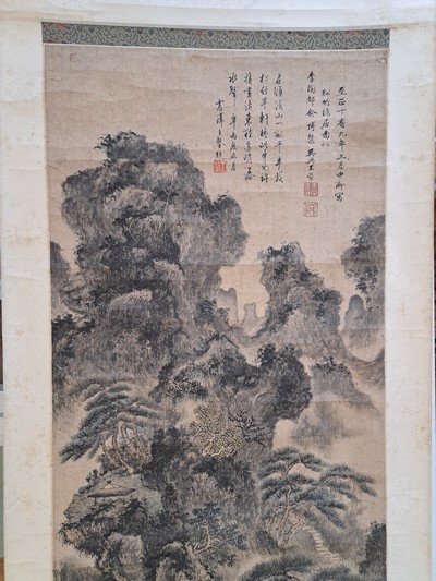 27109680c - Rollbild nach Wang Meng (1308-1385), China, imJahr Jaiyin (wohl 1914), Tusche auf ...