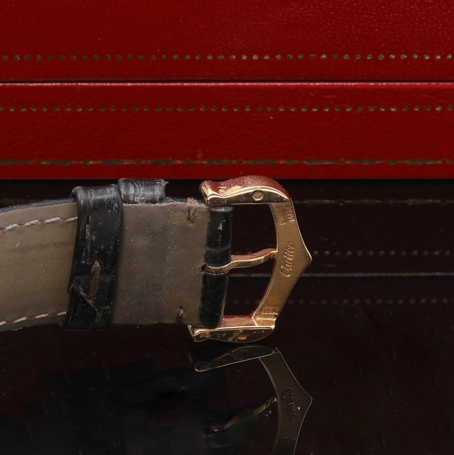 Detail b: CARTIER Damenarmbanduhr Ronde Louis Cartier in RG 750/000 Referenz 2886, quarz, Schweiz um 2015, 2-teil. Goldgeh. inkl. orig. Lederband m. orig. RG ...